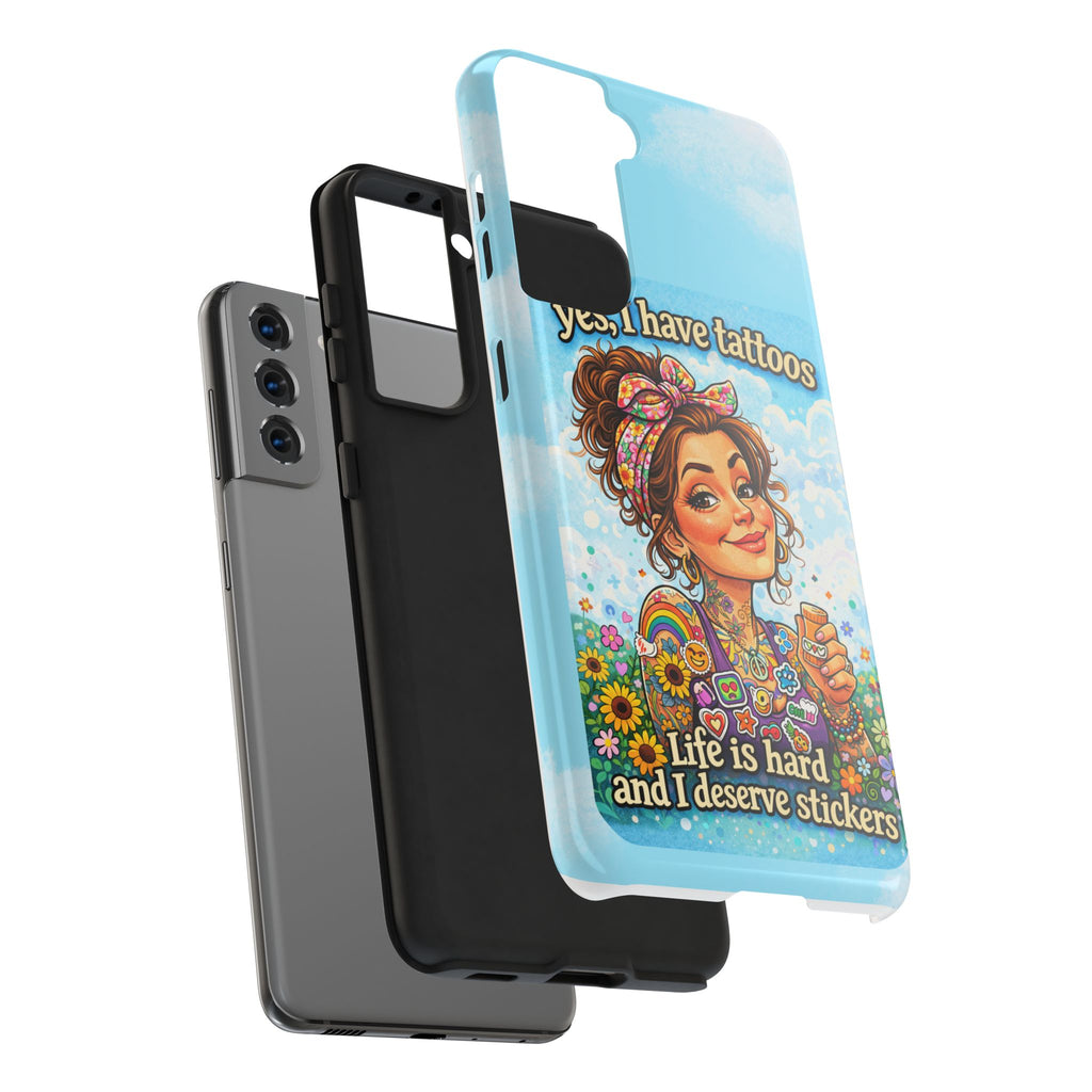 Phone Case — “Yes, I Have Tattoos” Floral Sticker-Loving Protective Case