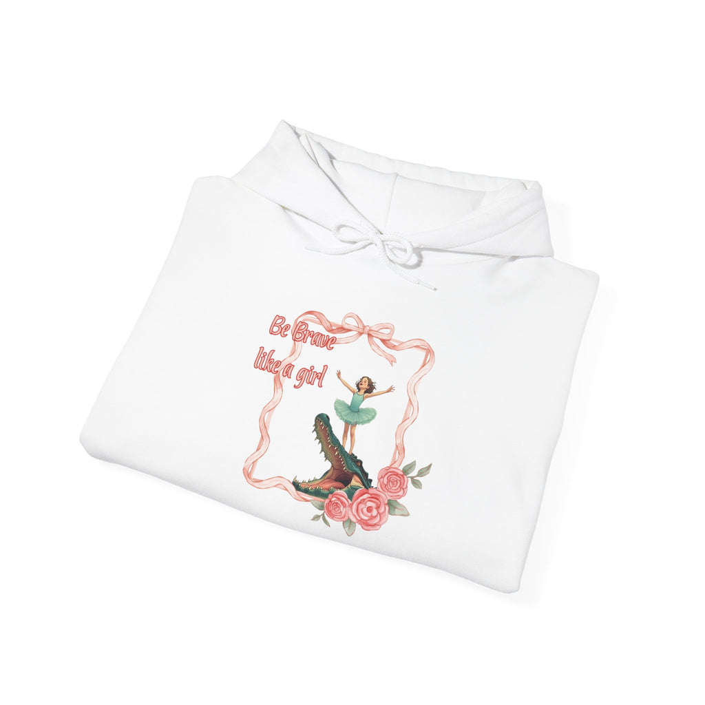 Hoodie — "Be Brave, Like A Girl" Floral Girl Graphic