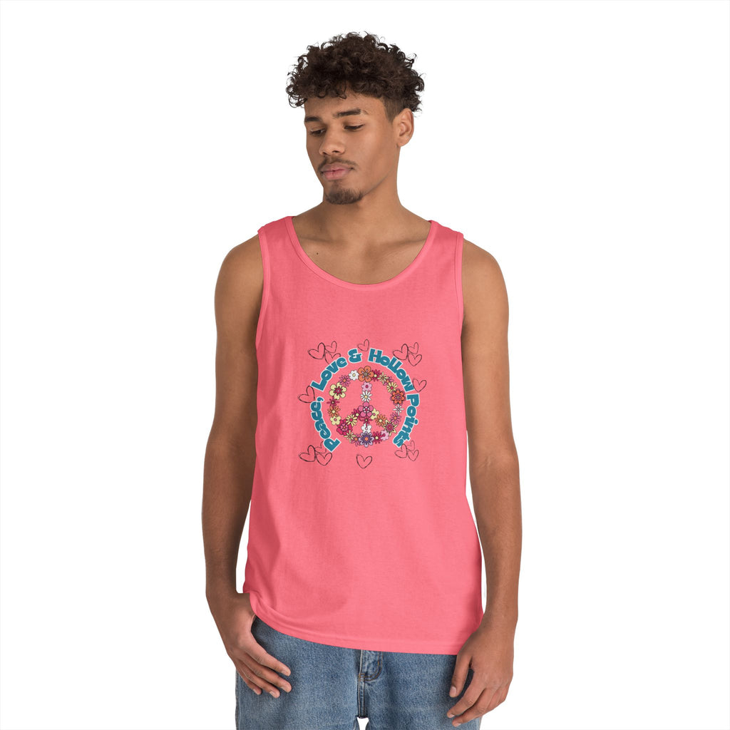 Peace, Love, Hollow Points Floral Tank — Funny Quote Graphic Tank Top