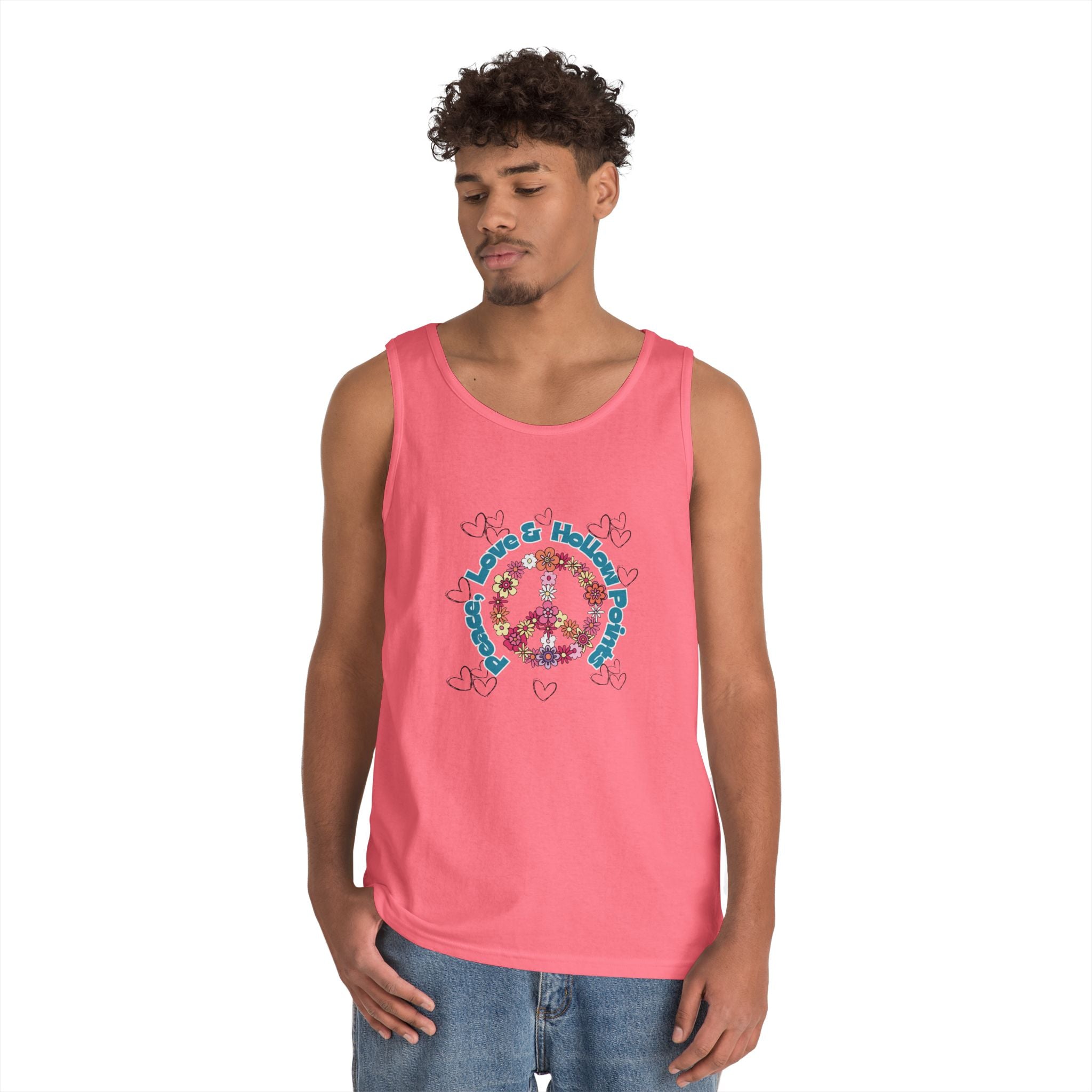 Peace, Love, Hollow Points Floral Tank — Funny Quote Graphic Tank Top