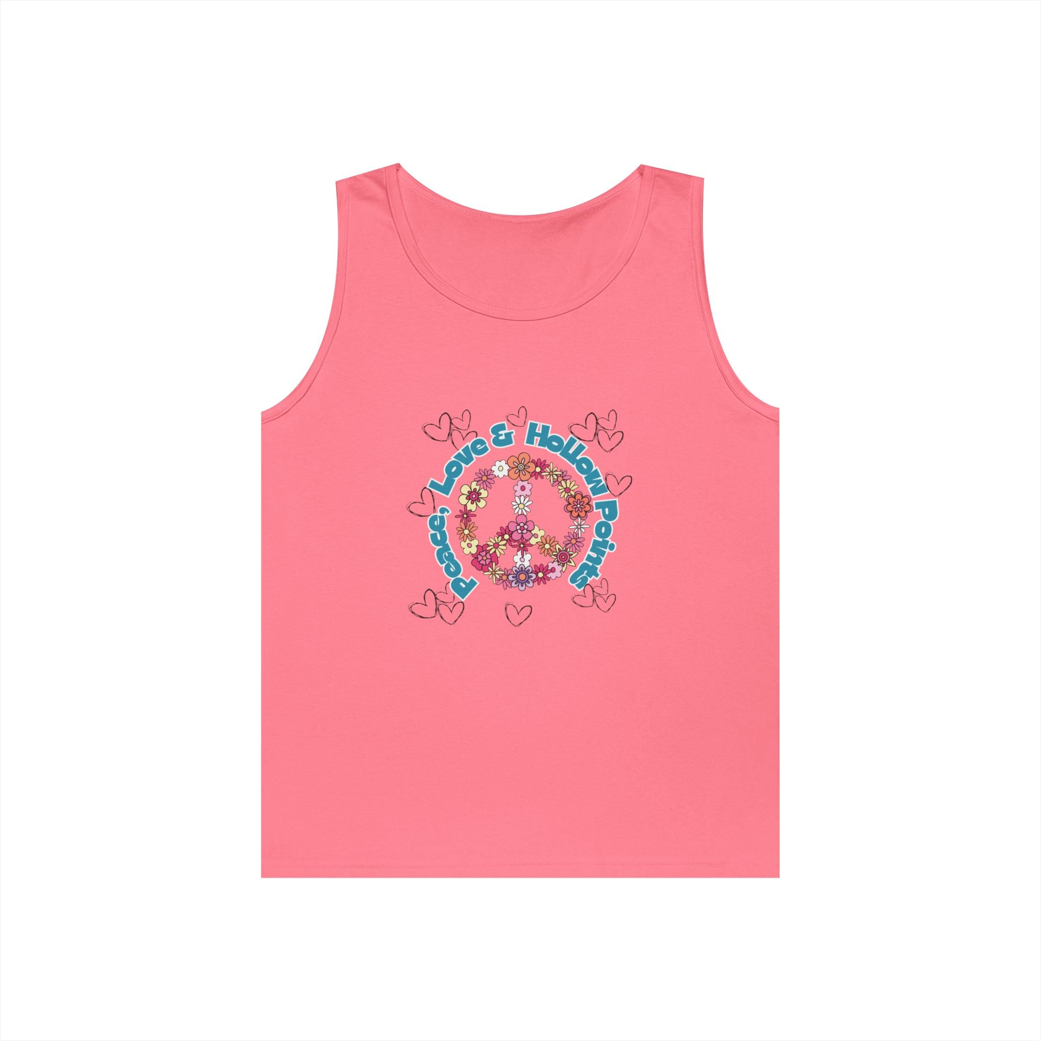Peace, Love, Hollow Points Floral Tank — Funny Quote Graphic Tank Top