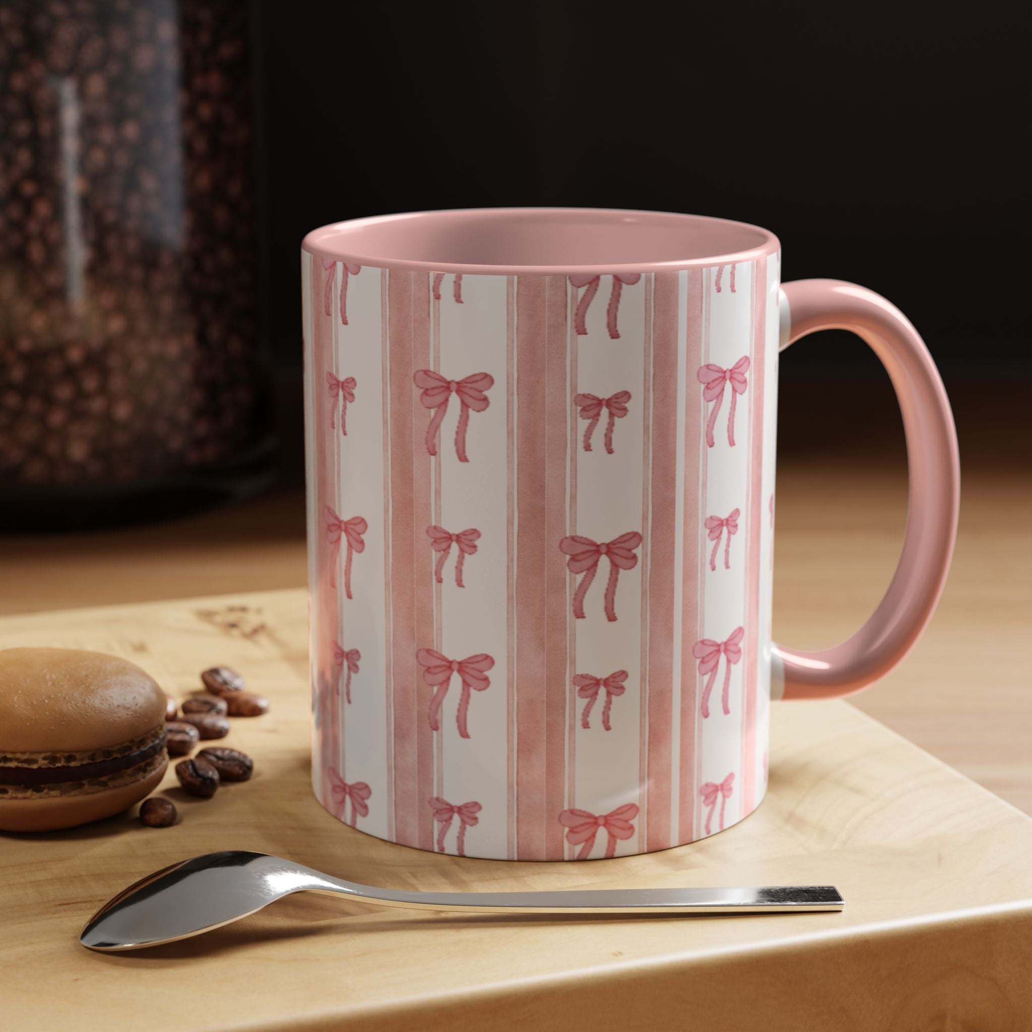 Pink Watercolor Bows Accent Mug | 11oz 15oz