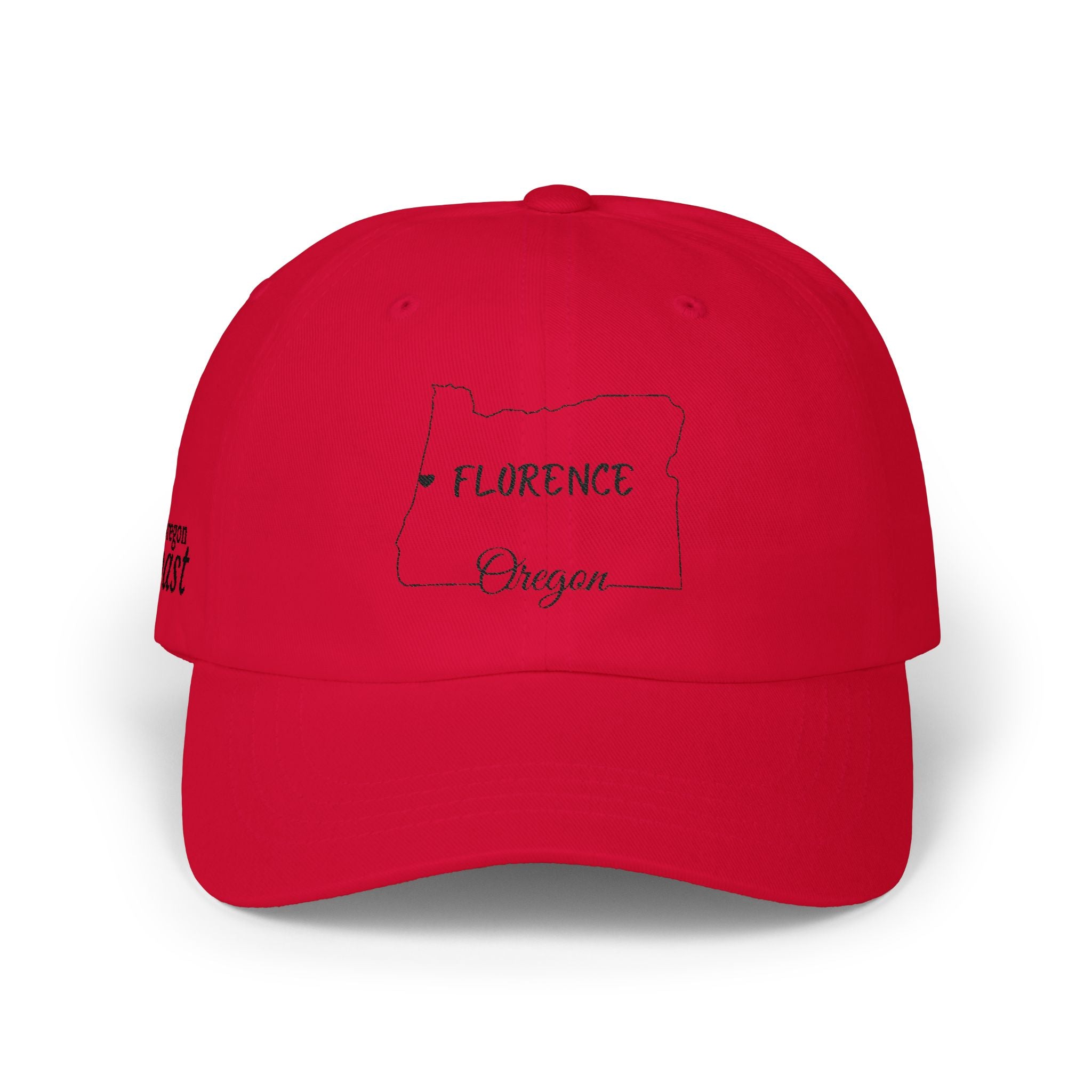 Florence Oregon Outline Dad Cap — Minimal State Map Baseball Hat