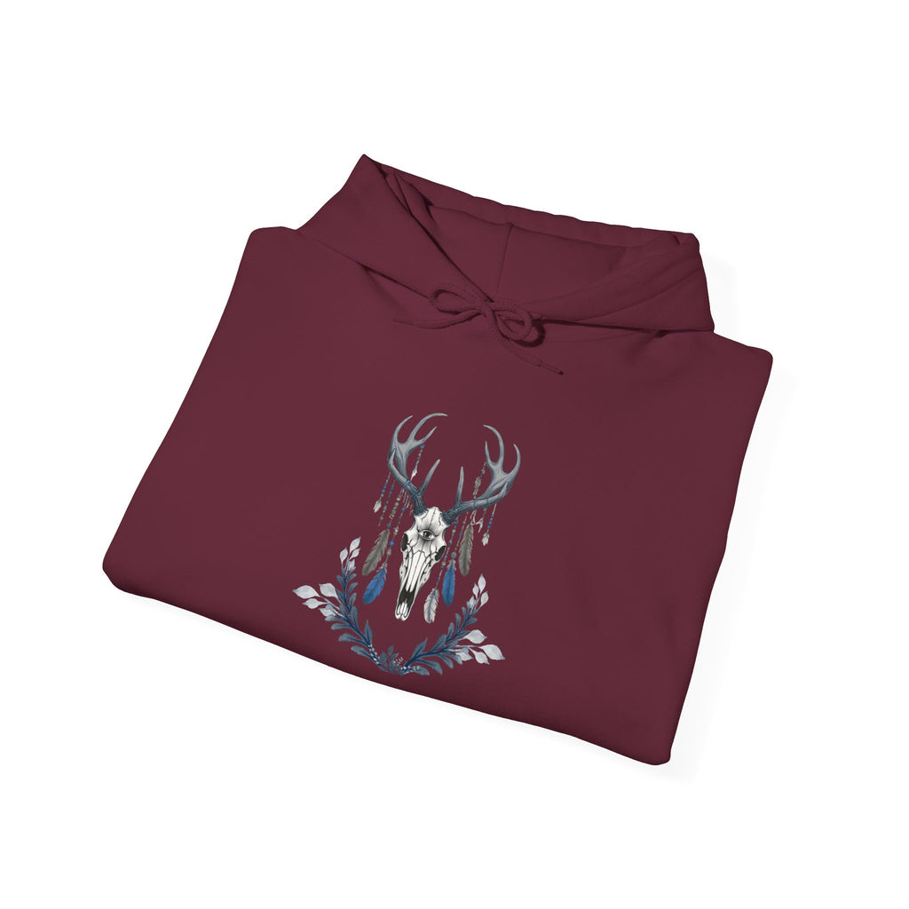 Deer Antler Floral Hoodie – Woodland Nature Graphic Sweatshirt