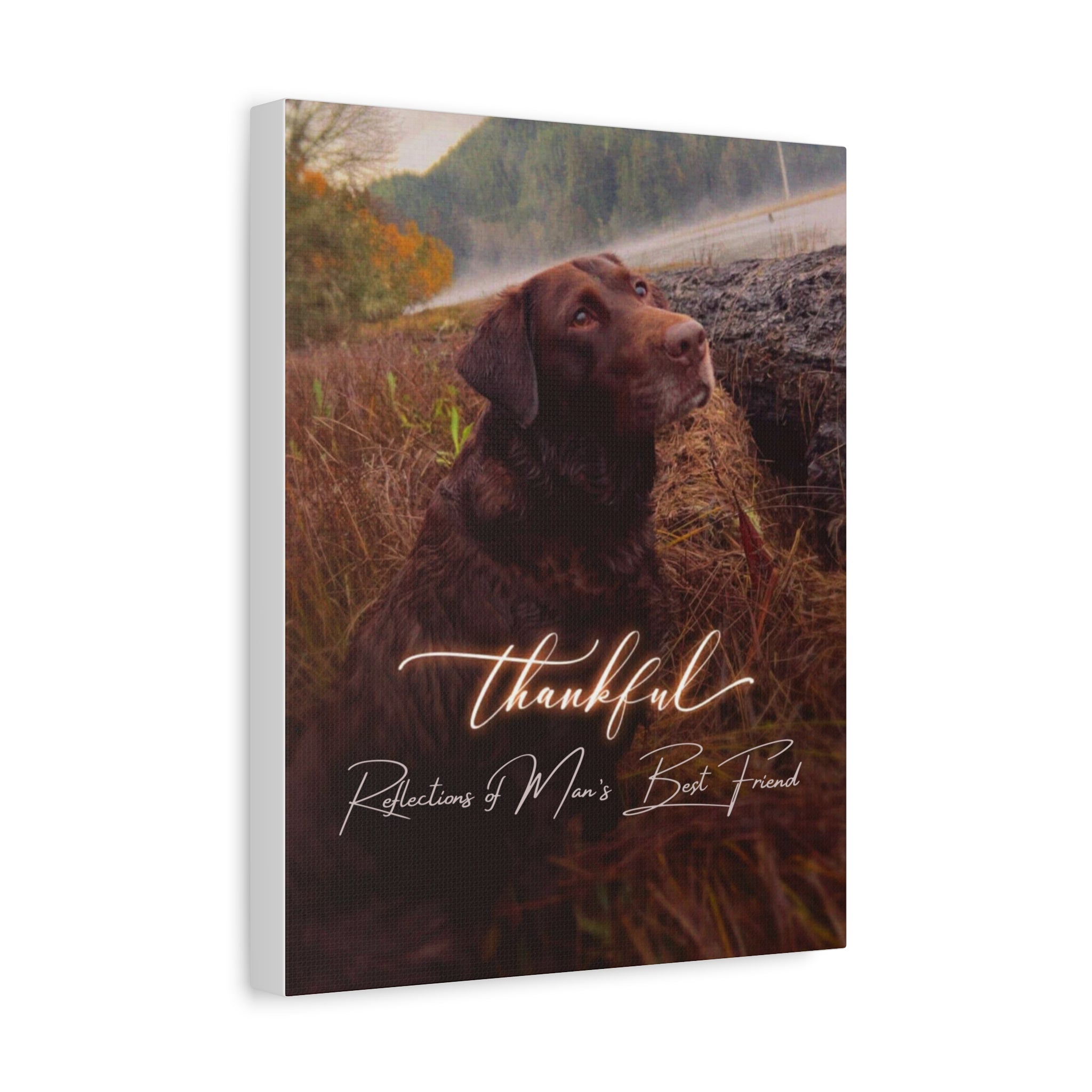 Canvas Wall Art — "Thankful" Dog Photo Matte Canvas (Stretched)