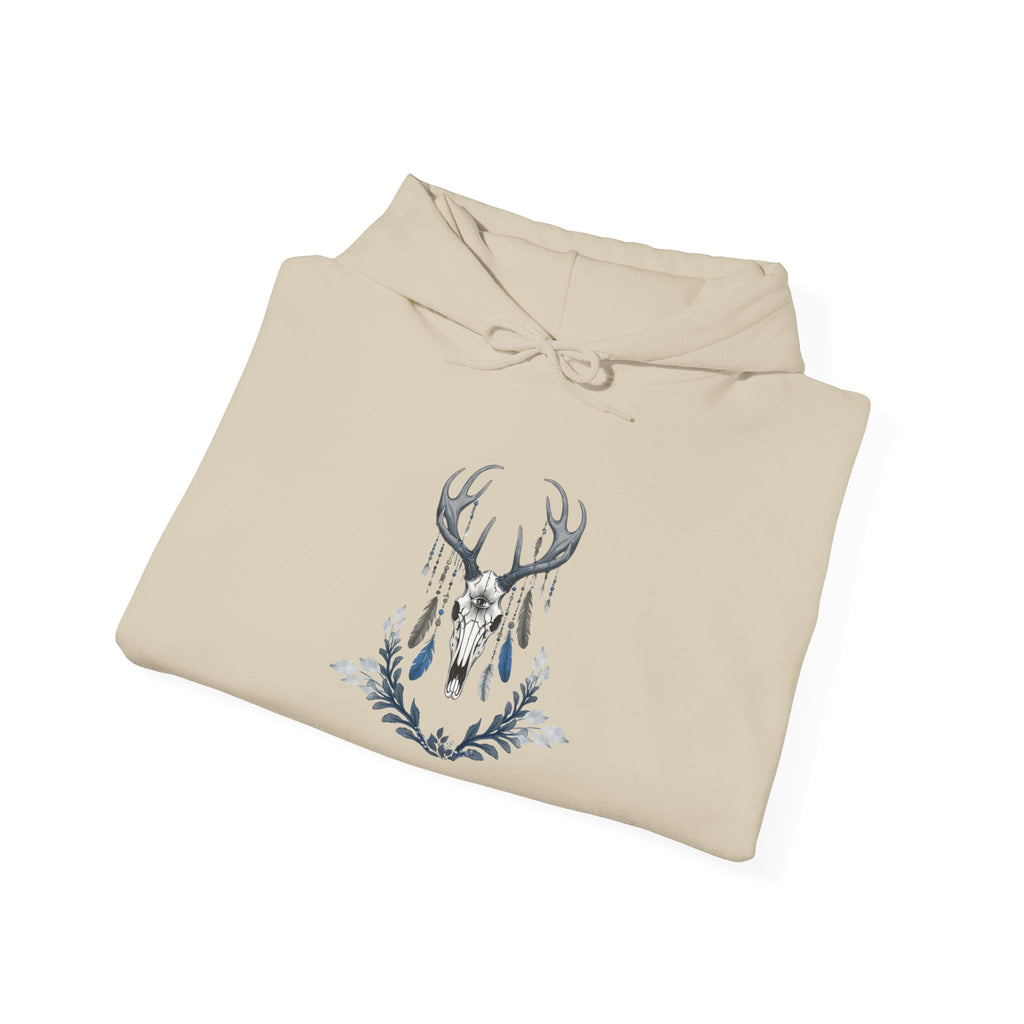 Deer Antler Floral Hoodie – Woodland Nature Graphic Sweatshirt