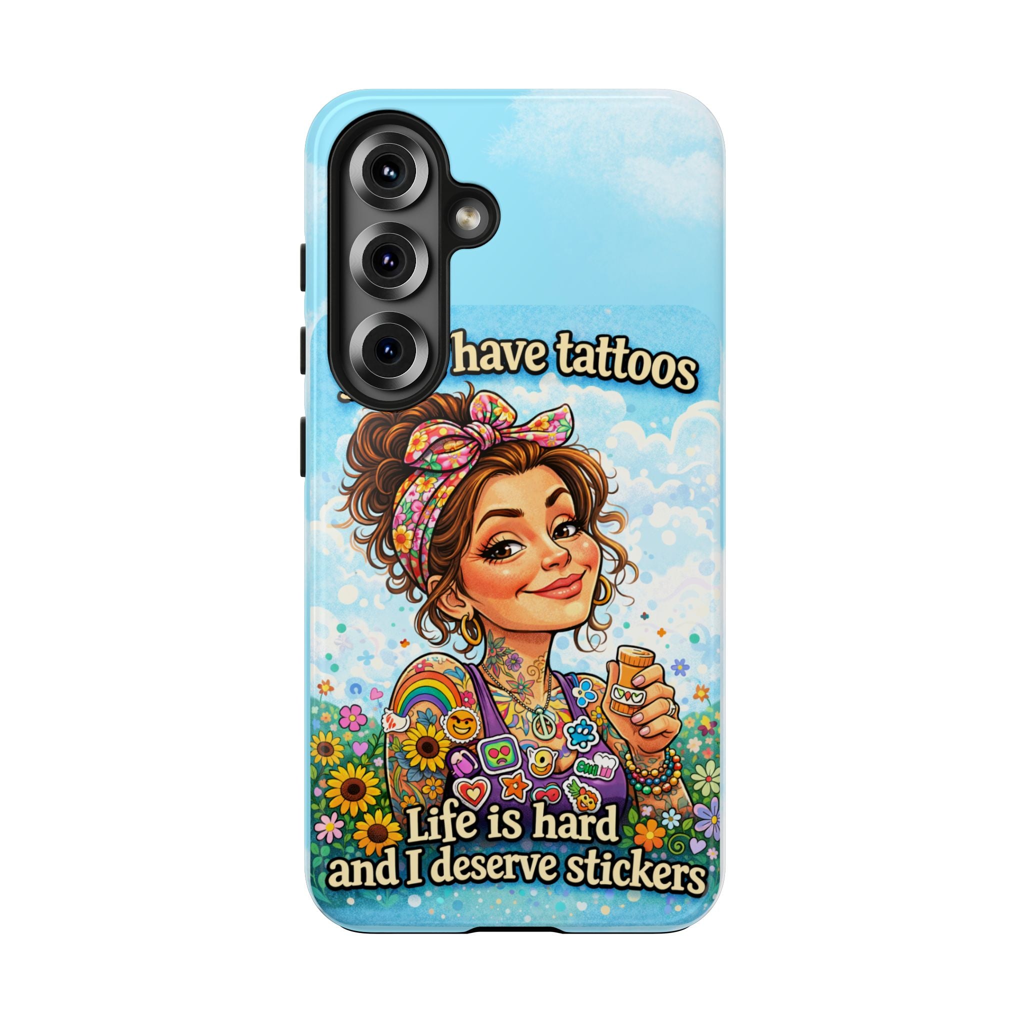 Phone Case — “Yes, I Have Tattoos” Floral Sticker-Loving Protective Case