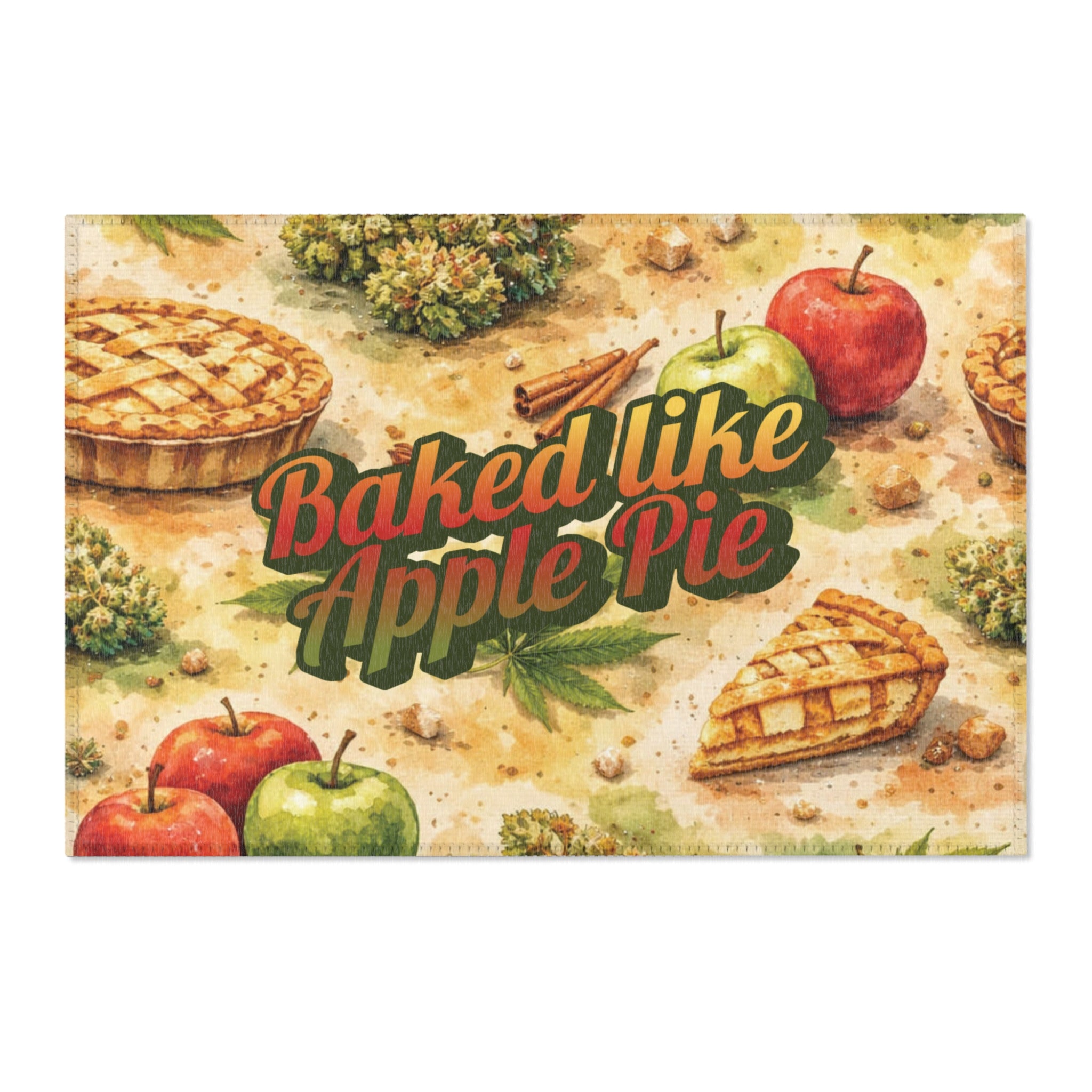 Baked Like Apple Pie Area Rug — Vintage Cannabis Apple Pie Kitchen Mat