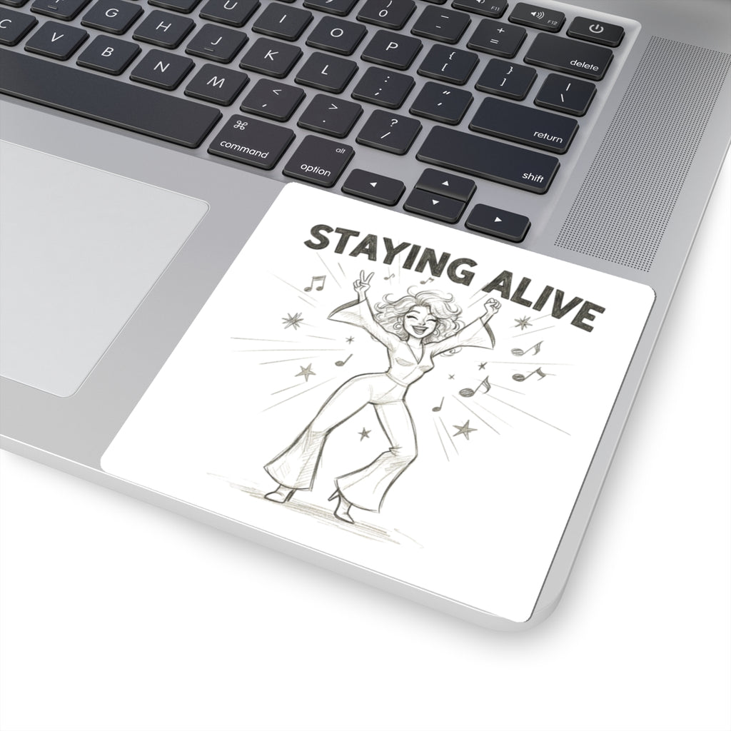 Staying Alive Disco Sticker — Retro 70s Dance Kiss-Cut Sticker