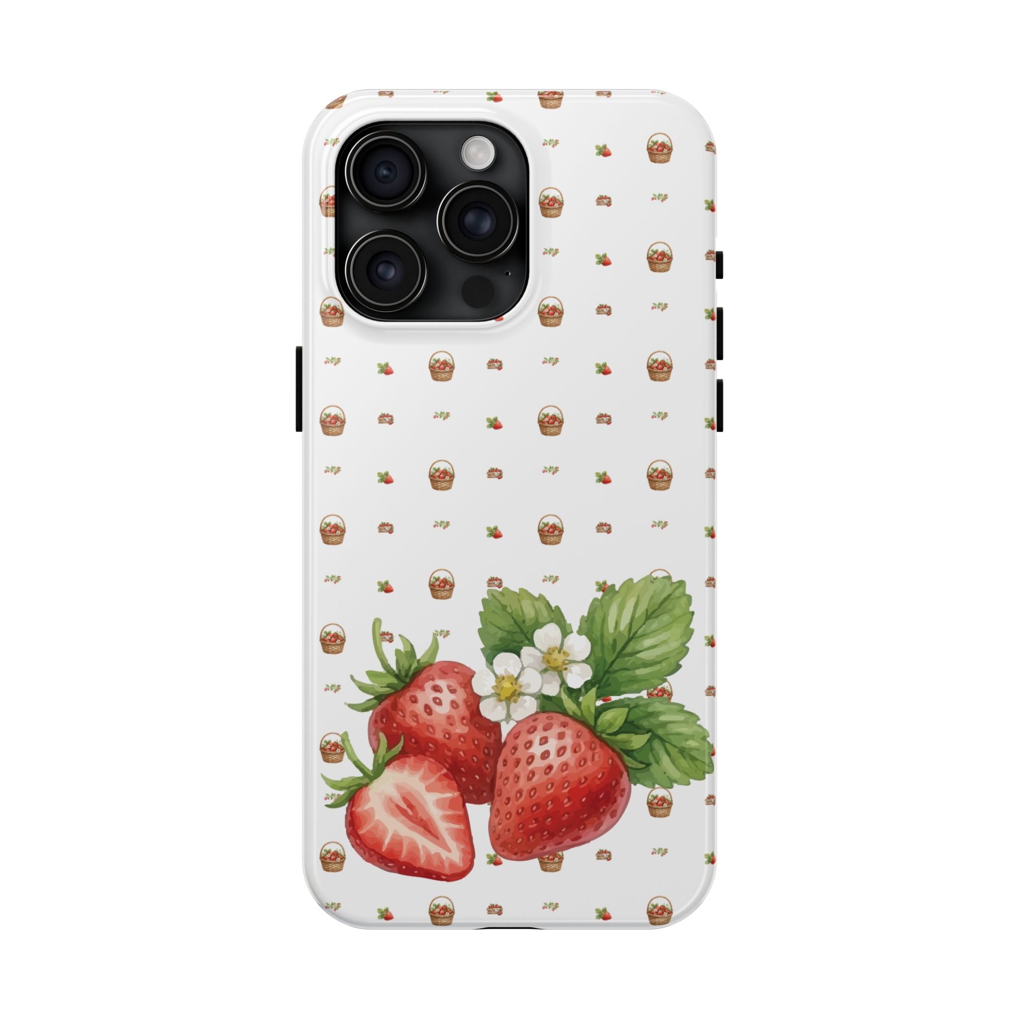 Strawberry Pattern Tough Phone Case — Vintage Botanical Fruit Design