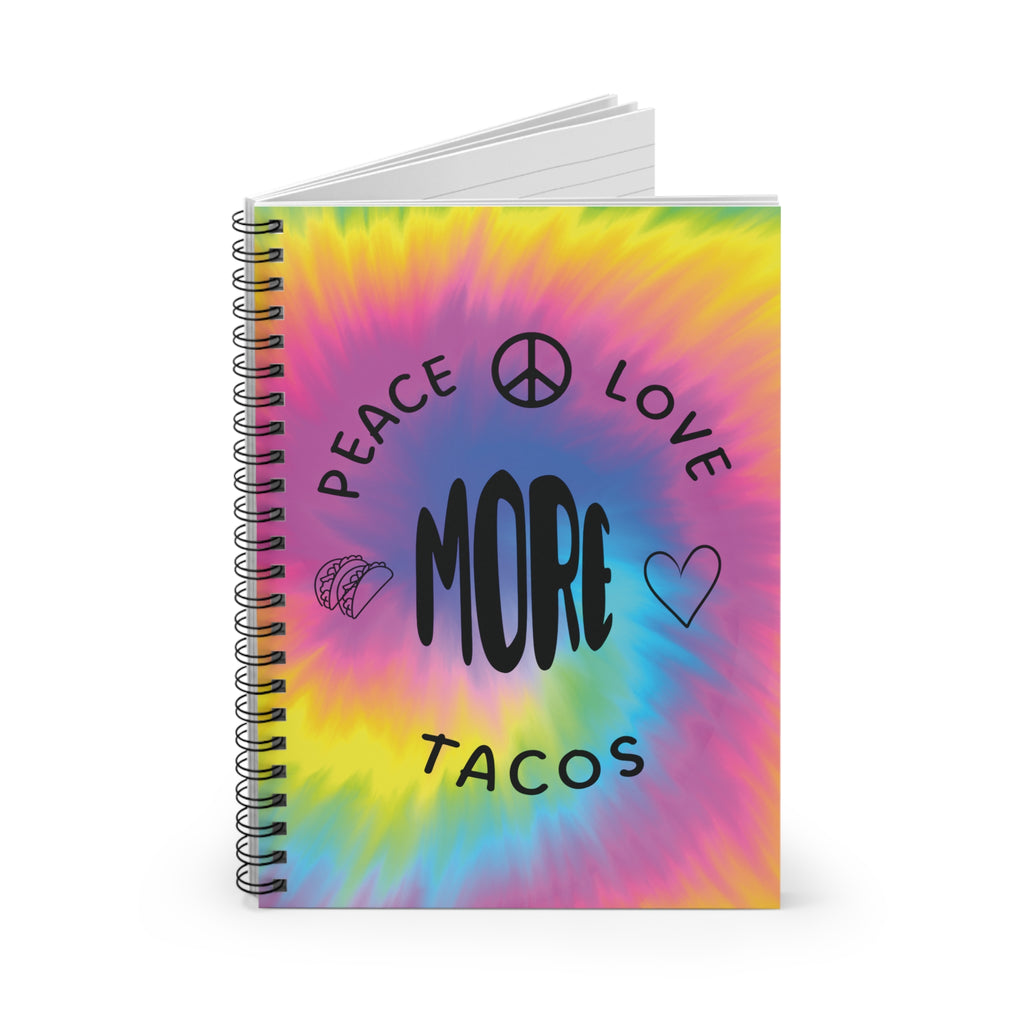 Spiral Notebook — "Peace Love More Tacos" Tie-Dye Journal