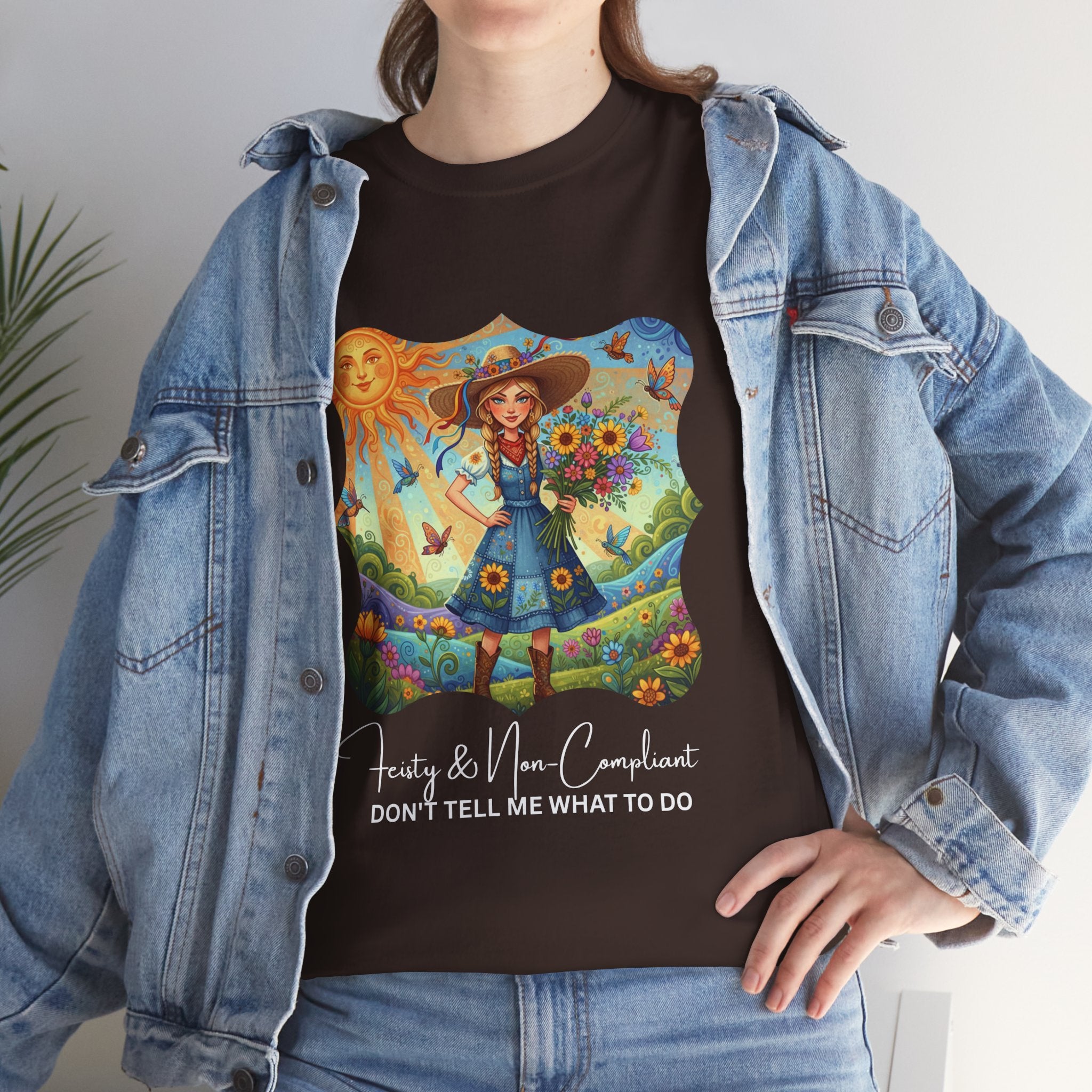 Summer Sunflower Scarecrow T-Shirt — "Don't Tell Me What To Do" Graphic Tee