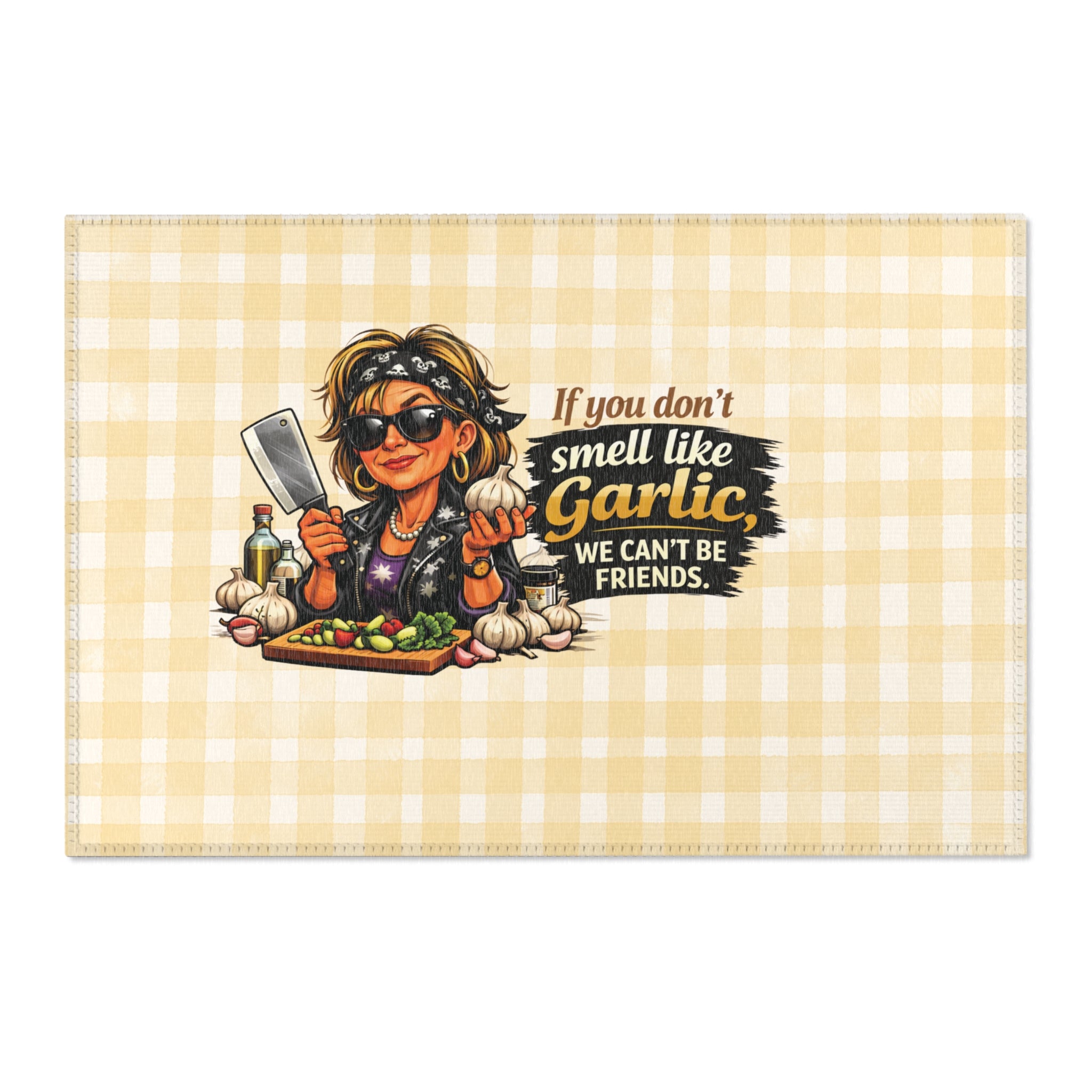 Garlic Lover Area Rug — “If you don’t smell like garlic, we can’t be friends” Kitchen Accent Rug