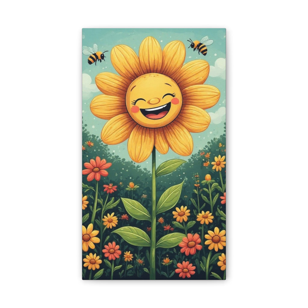 Happy Sunflower Canvas Wall Art — Cheerful Floral Nursery Decor