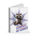 Conduit of Chaos Spiral Notebook — Cute Raccoon Graphic Ruled Journal