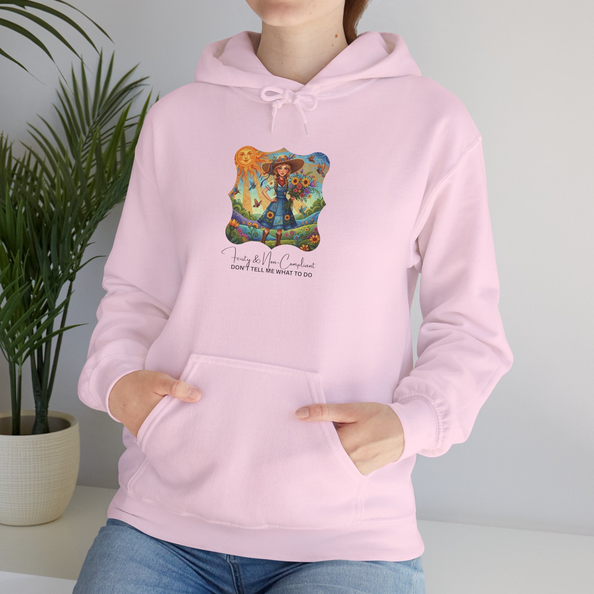 Whimsical Garden Hoodie — "FEISTY" Illustrated Comfort Sweatshirt