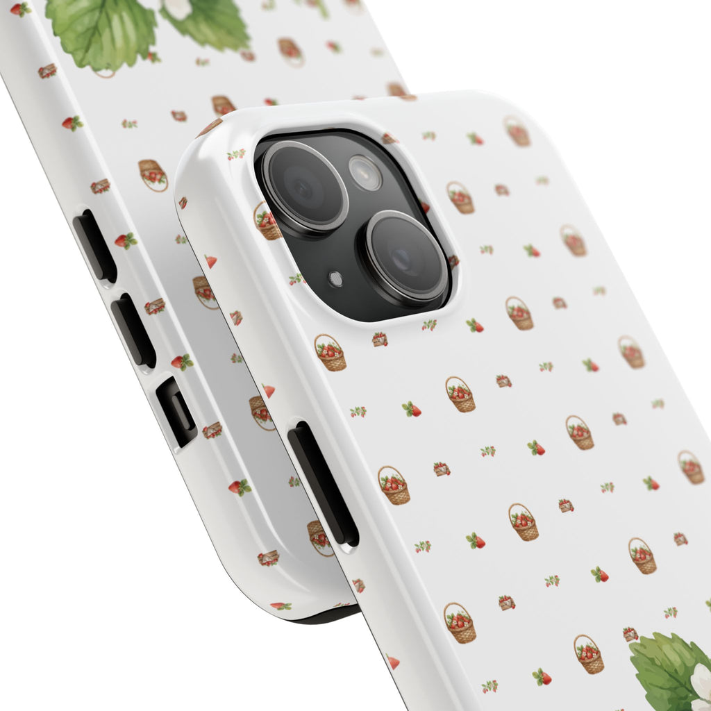Strawberry Pattern Tough Phone Case — Vintage Botanical Fruit Design