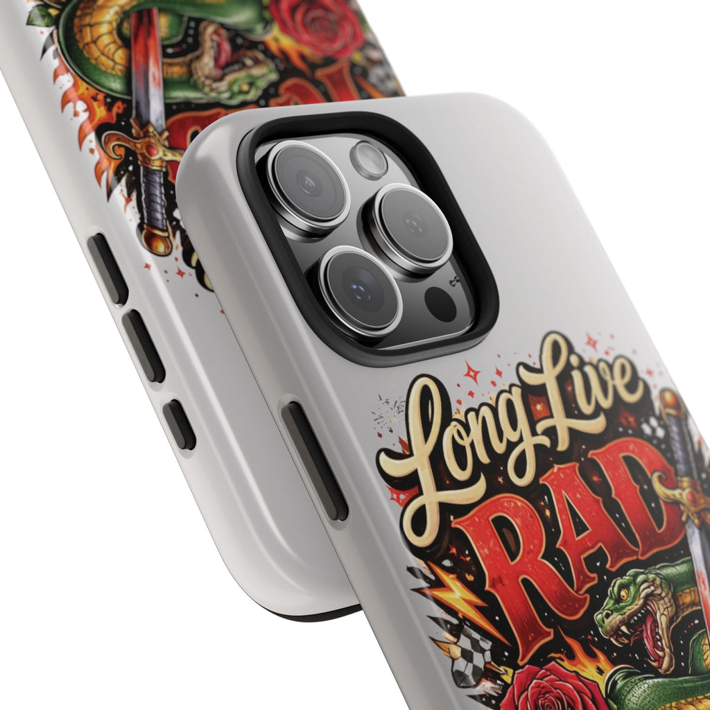 Long Live Rad Women Tough Phone Case — Retro Tattoo Floral Skull Design