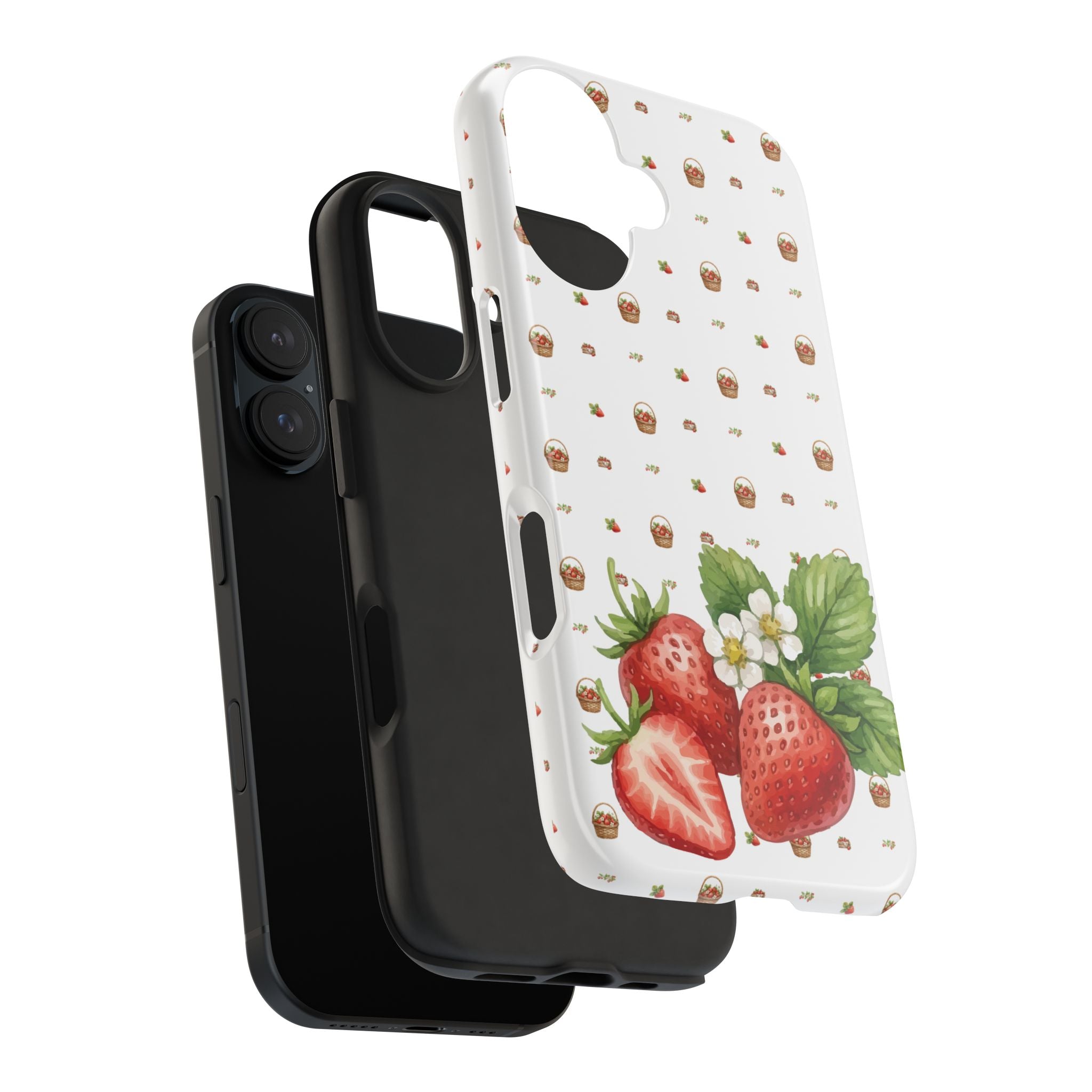 Strawberry Pattern Tough Phone Case — Vintage Botanical Fruit Design