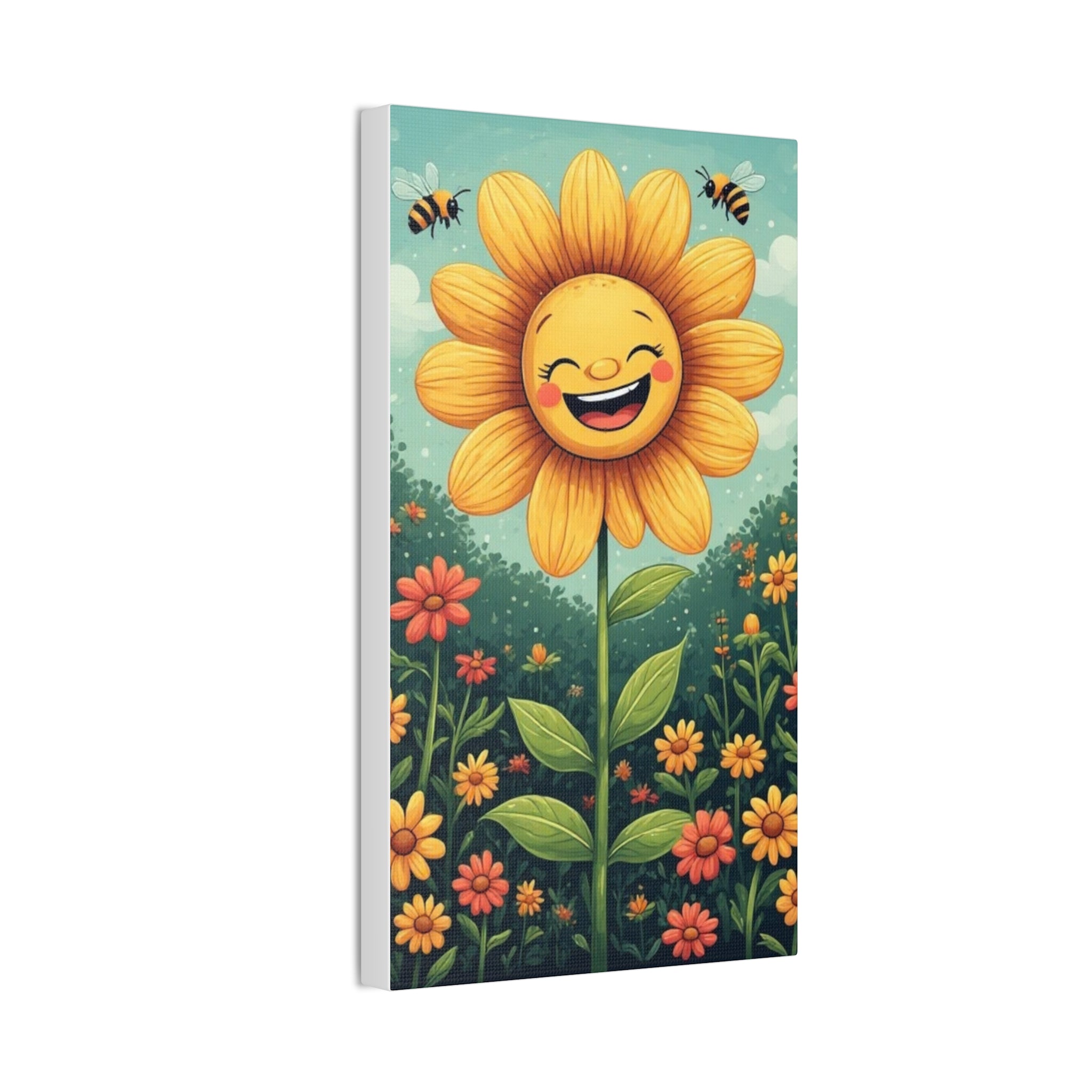 Happy Sunflower Canvas Wall Art — Cheerful Floral Nursery Decor