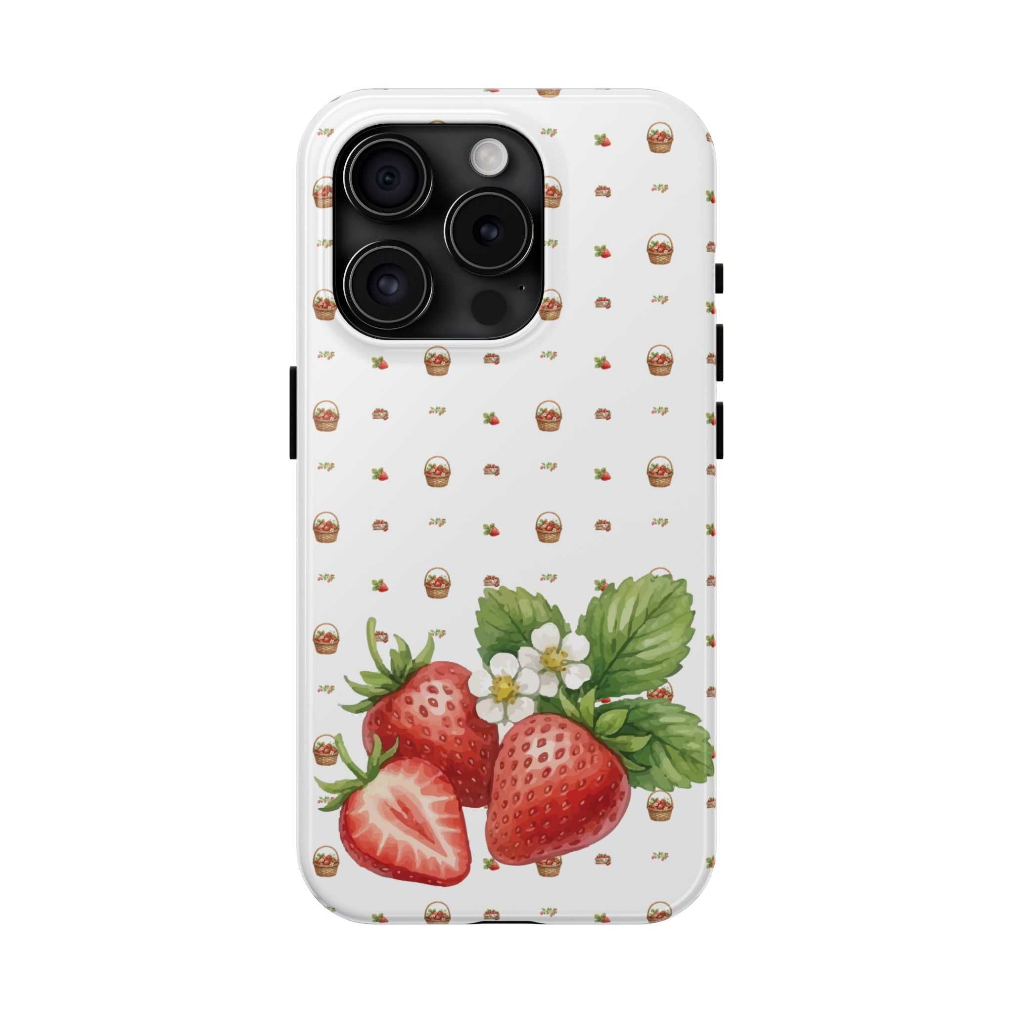 Strawberry Pattern Tough Phone Case — Vintage Botanical Fruit Design