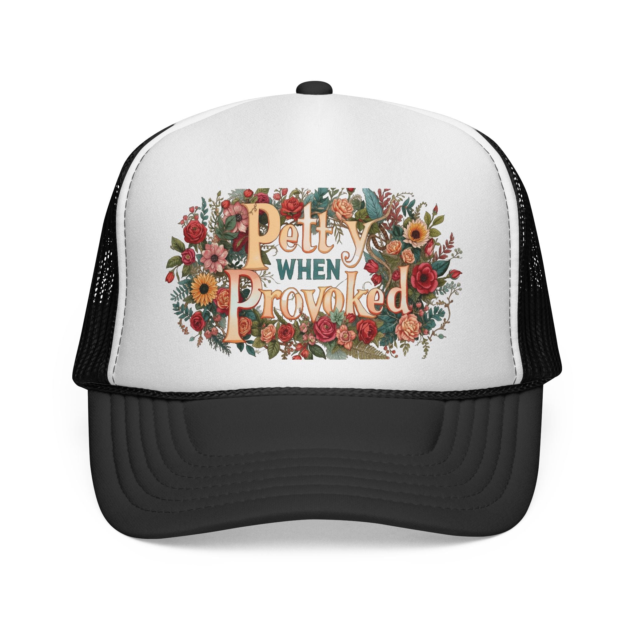 Petty When Provoked Floral Trucker Cap — Vintage Country Mesh Hat for Women