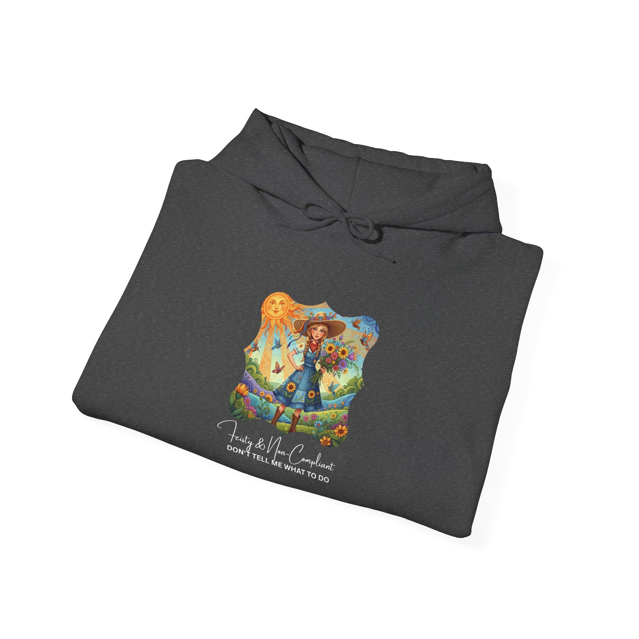 Whimsical Garden Hoodie — "FEISTY" Illustrated Comfort Sweatshirt