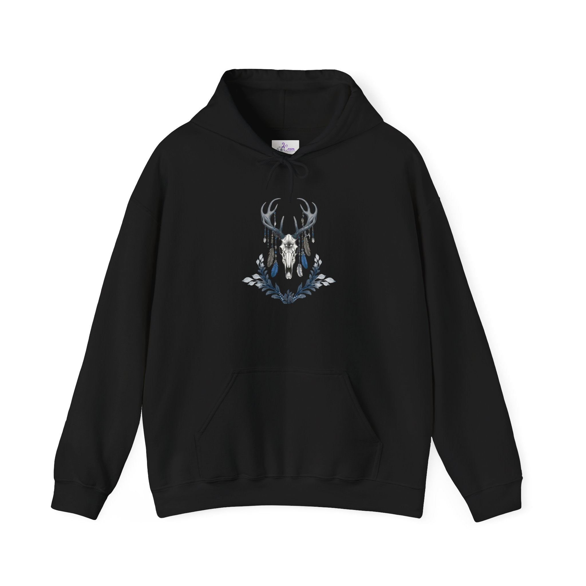 Deer Antler Floral Hoodie – Woodland Nature Graphic Sweatshirt