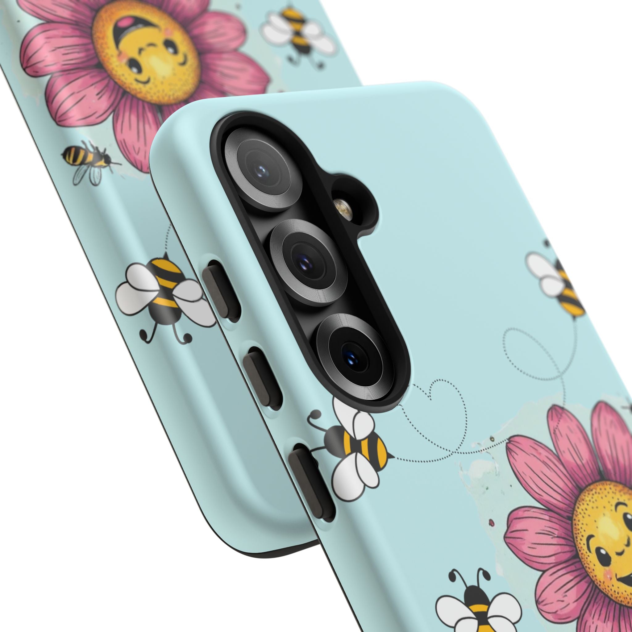 Cute Bee & Smiley Flower Phone Case — Floral Garden Protective Cover