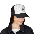 Trucker Cap — Cute Raccoon on Bike with 'Trouble Ain't Gonna Start Itself' Graphic