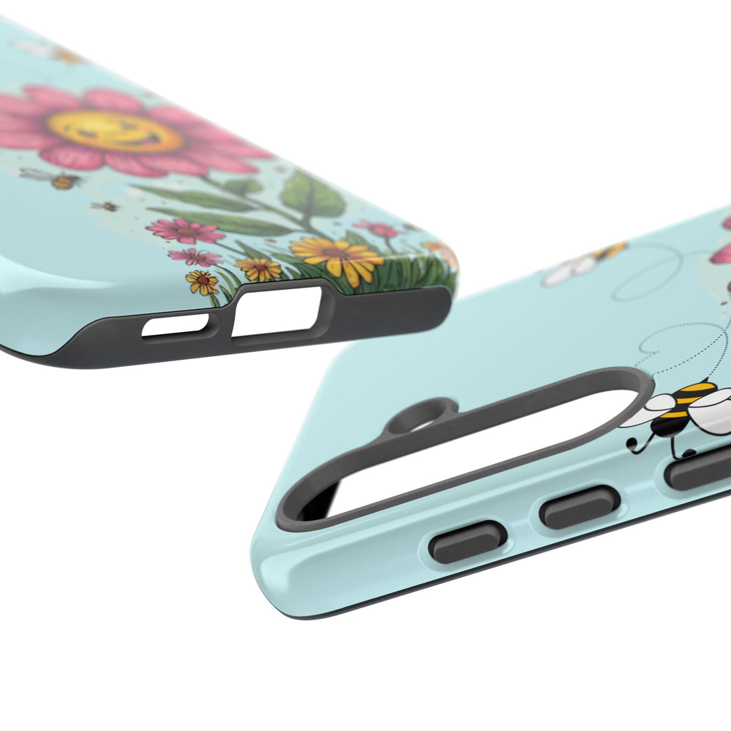 Cute Bee & Smiley Flower Phone Case — Floral Garden Protective Cover