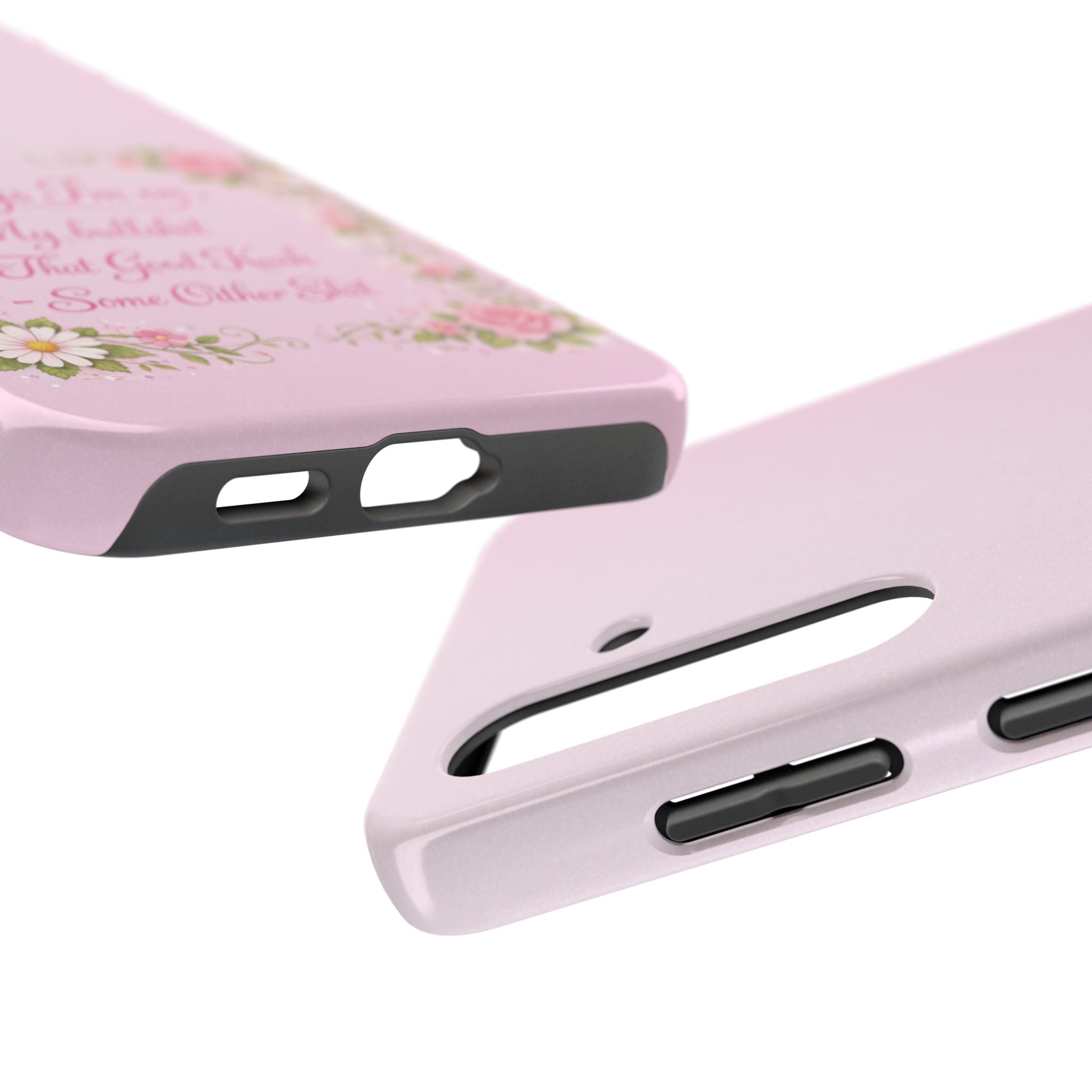 Tough Phone Case — Floral Script "Things I'm On" Protective Phone Cover