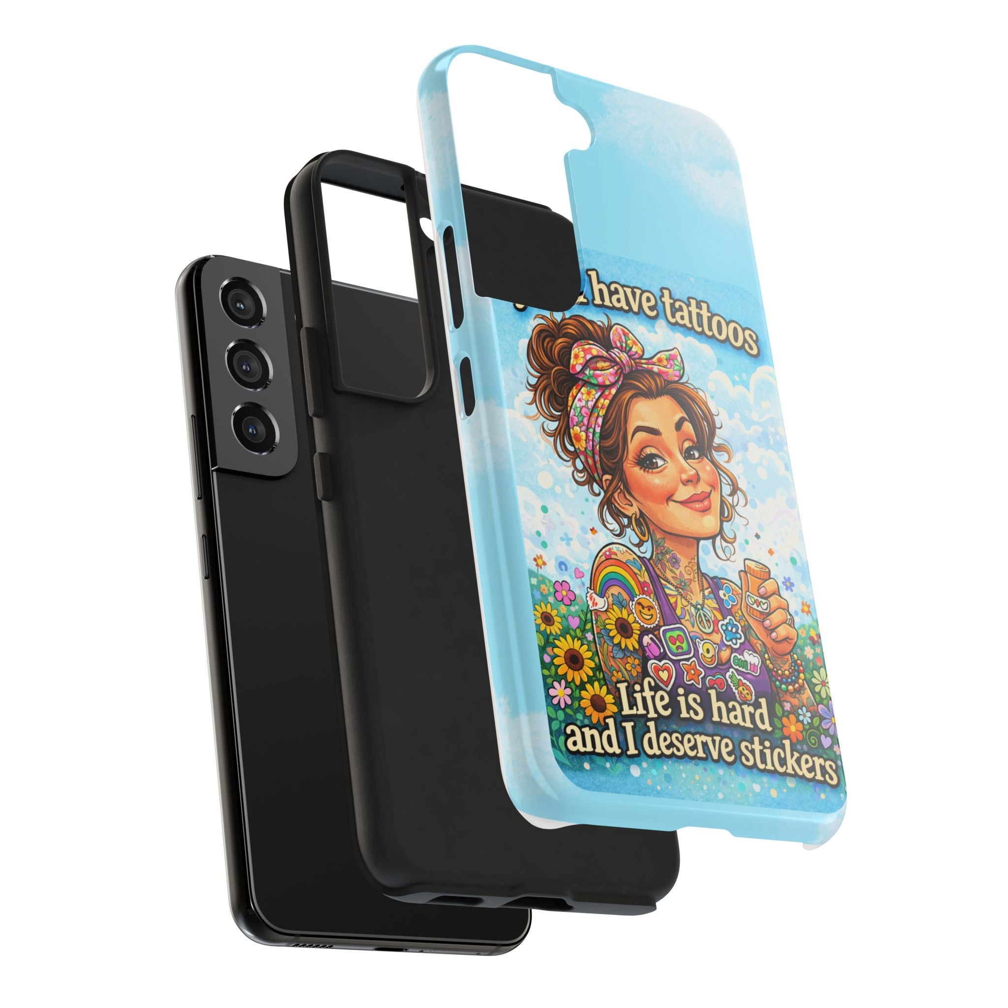 Phone Case — “Yes, I Have Tattoos” Floral Sticker-Loving Protective Case