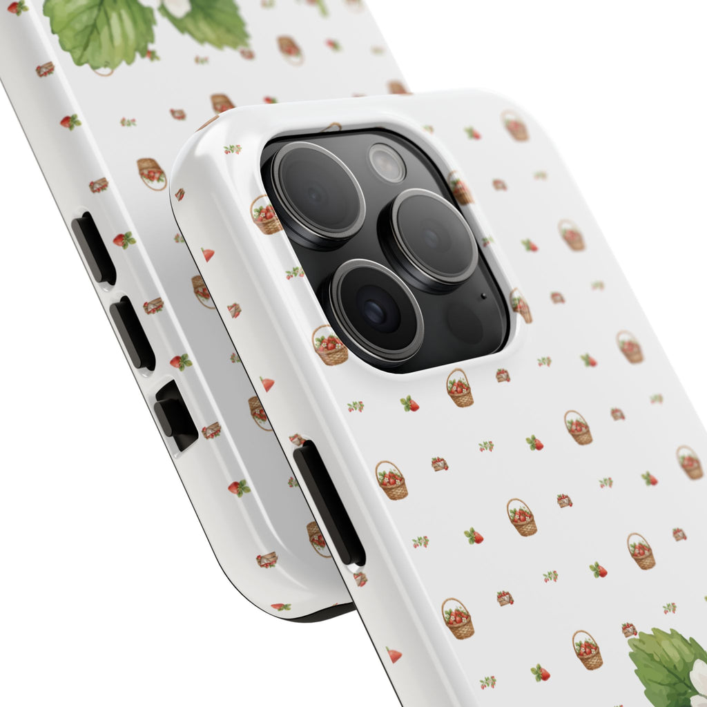 Strawberry Pattern Tough Phone Case — Vintage Botanical Fruit Design