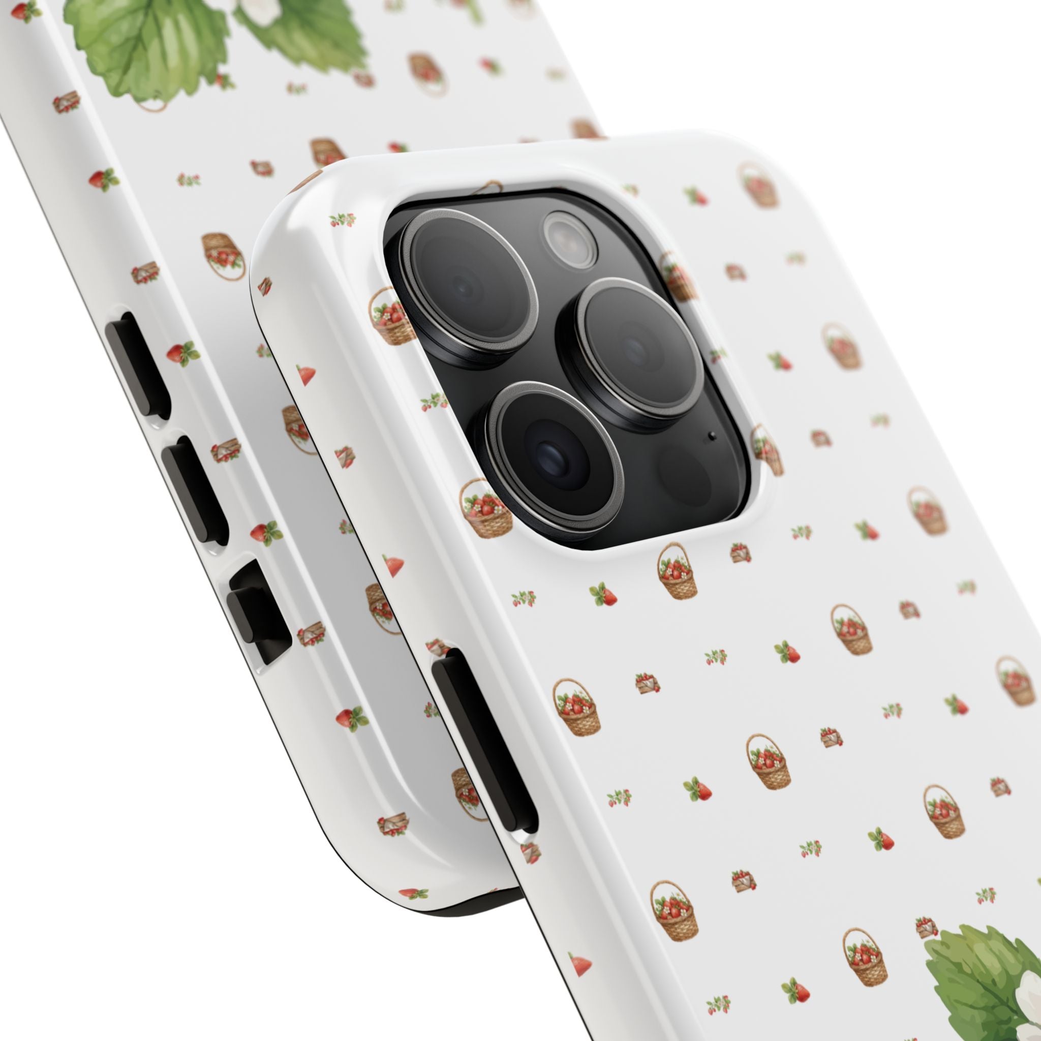 Strawberry Pattern Tough Phone Case — Vintage Botanical Fruit Design