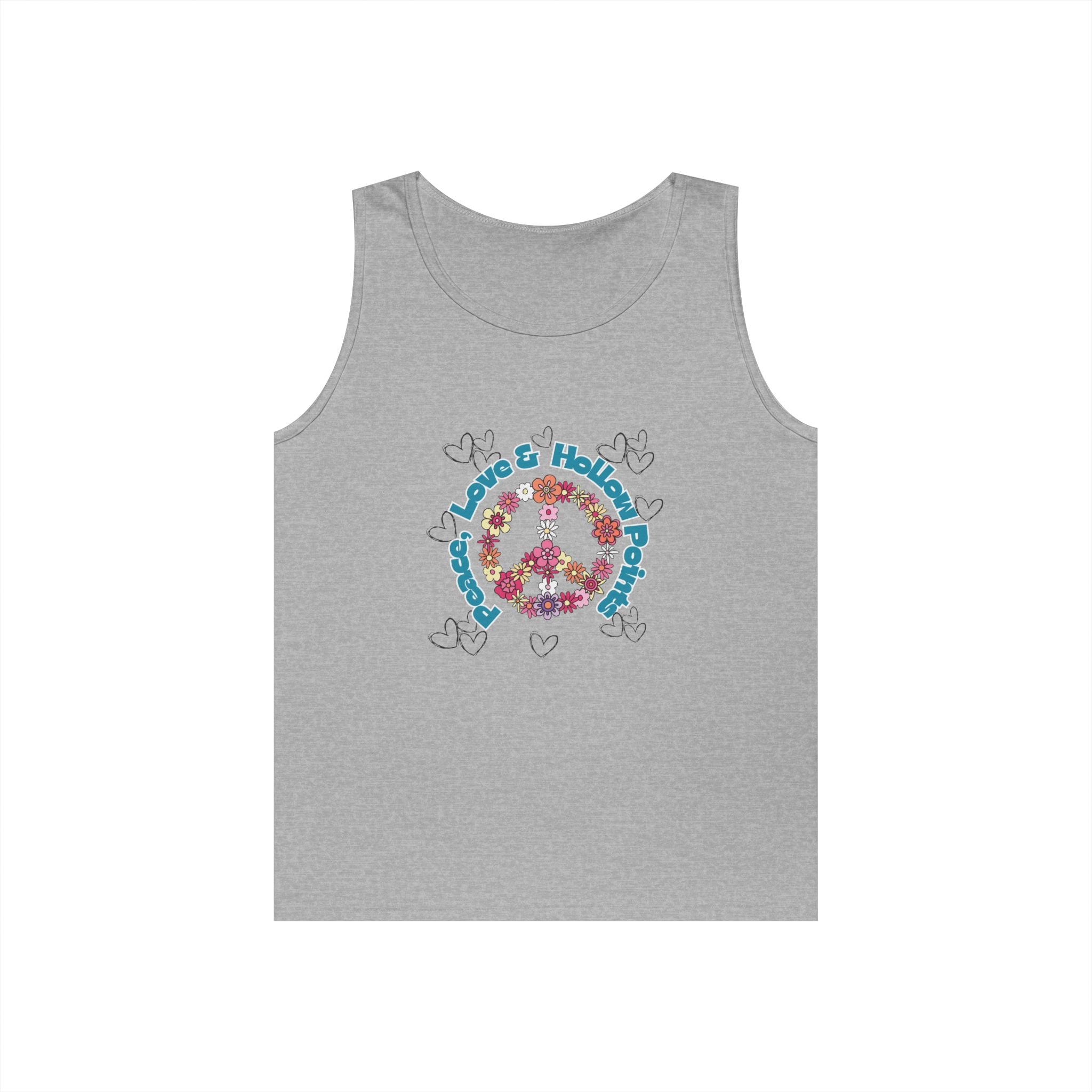 Peace, Love, Hollow Points Floral Tank — Funny Quote Graphic Tank Top