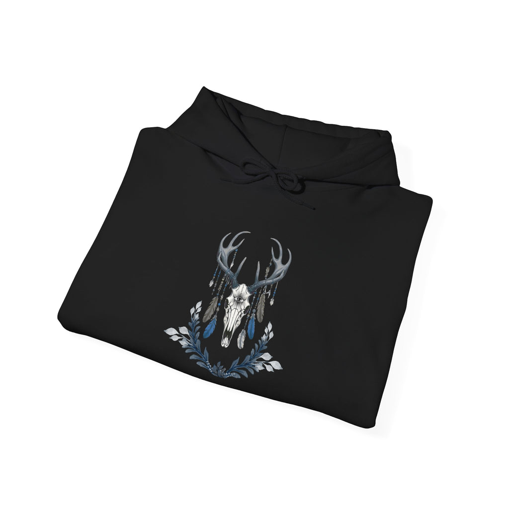 Deer Antler Floral Hoodie – Woodland Nature Graphic Sweatshirt