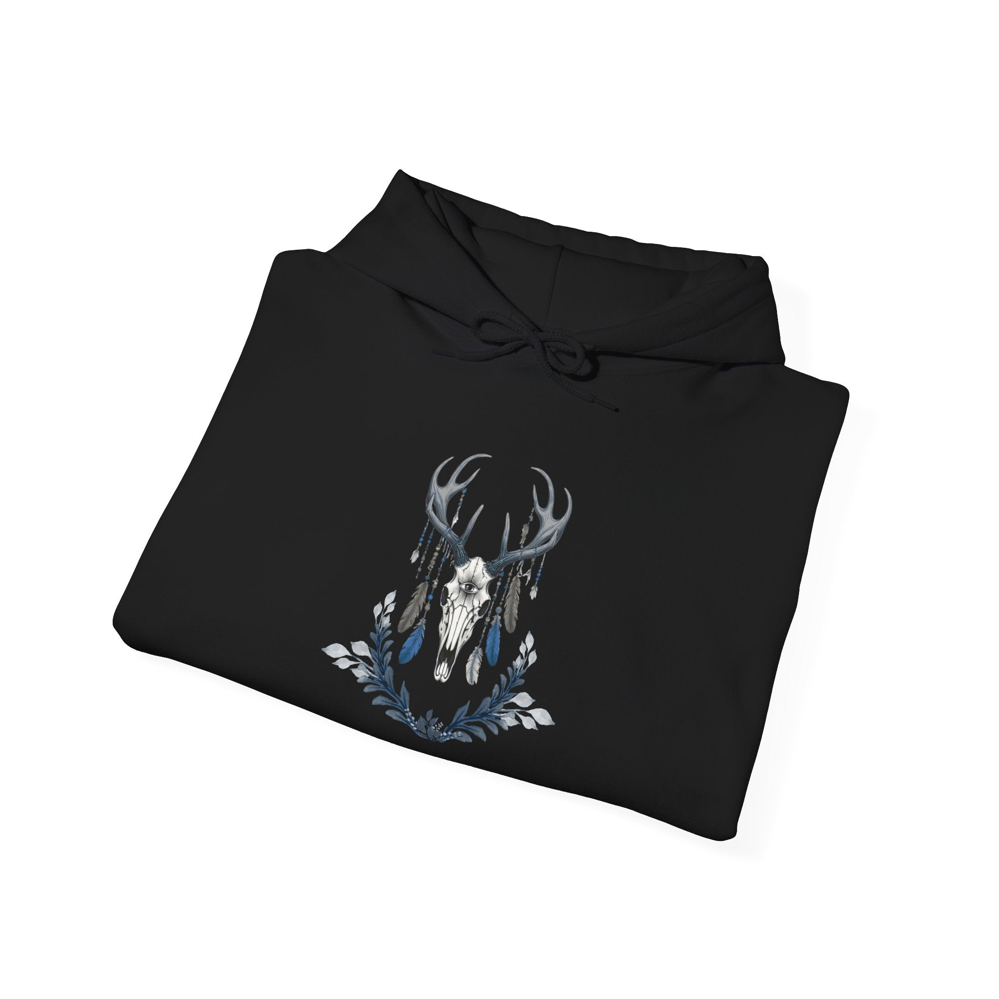 Deer Antler Floral Hoodie – Woodland Nature Graphic Sweatshirt