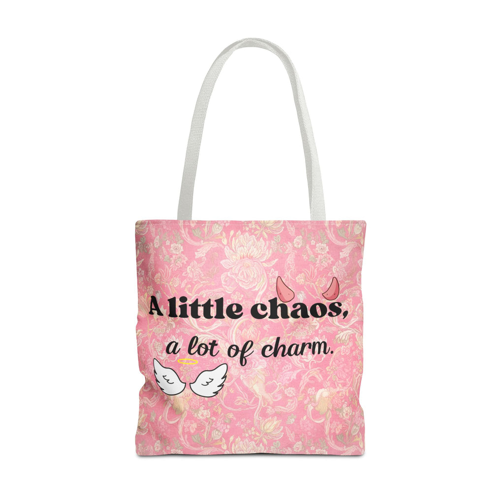 Charming Chaos Pink Tote Bag — "A Little Chaos, A Lot of Charm" All-Over-Print