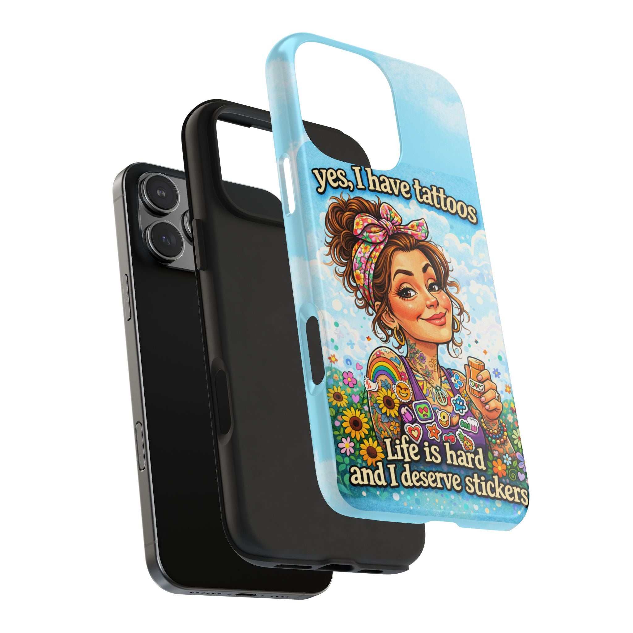 Phone Case — “Yes, I Have Tattoos” Floral Sticker-Loving Protective Case