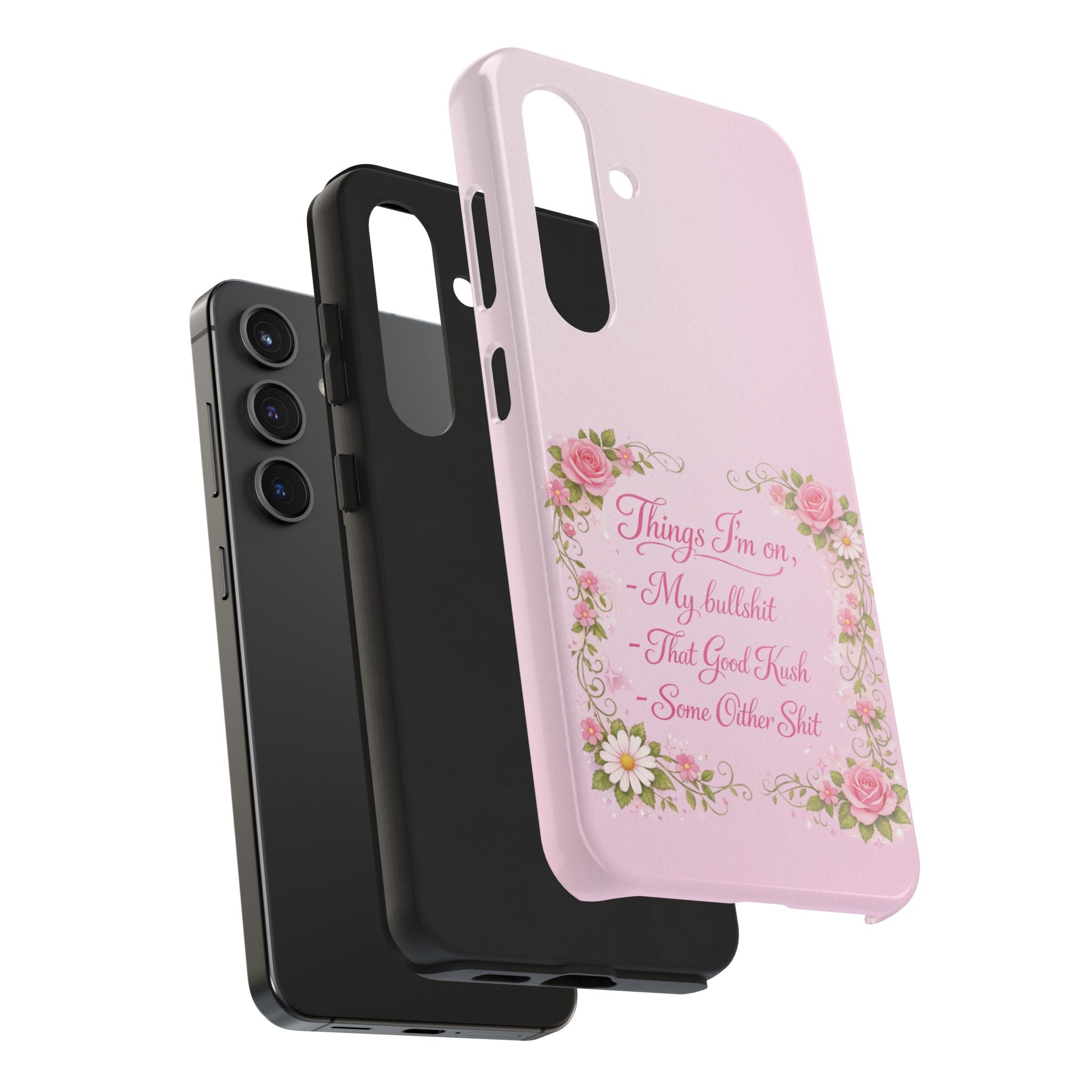Tough Phone Case — Floral Script "Things I'm On" Protective Phone Cover