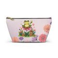 Frog in Bloom "Momma's Garden Bag" Floral Accessory Pouch — Cute Zippered Bag with T‑Bottom
