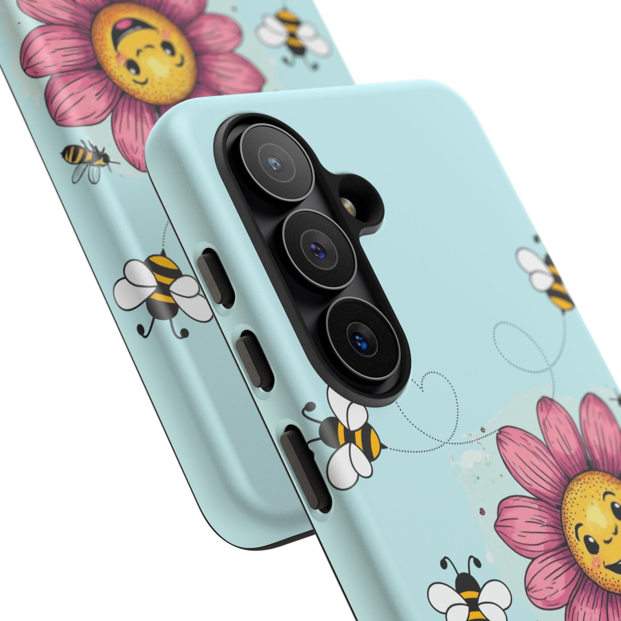 Cute Bee & Smiley Flower Phone Case — Floral Garden Protective Cover