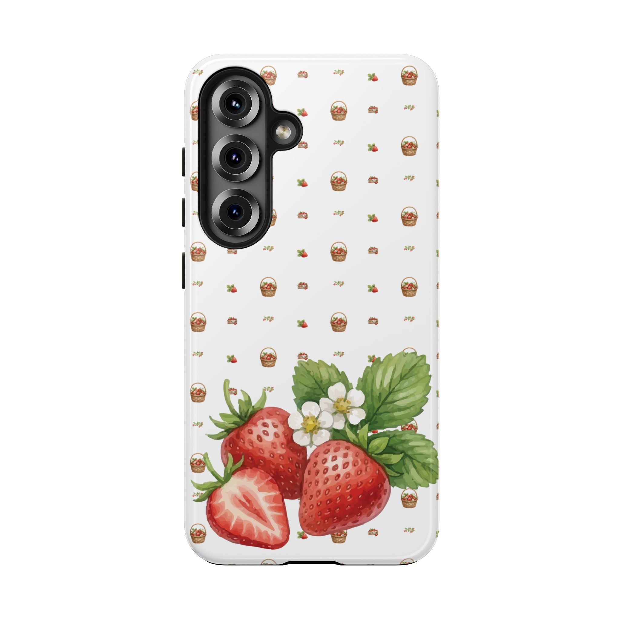 Strawberry Pattern Tough Phone Case — Vintage Botanical Fruit Design