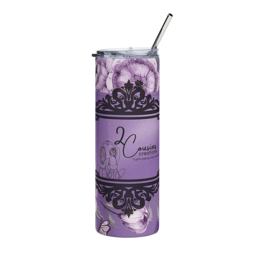 20oz Stainless Steel Tumbler — Purple Floral LogoTravel Cup
