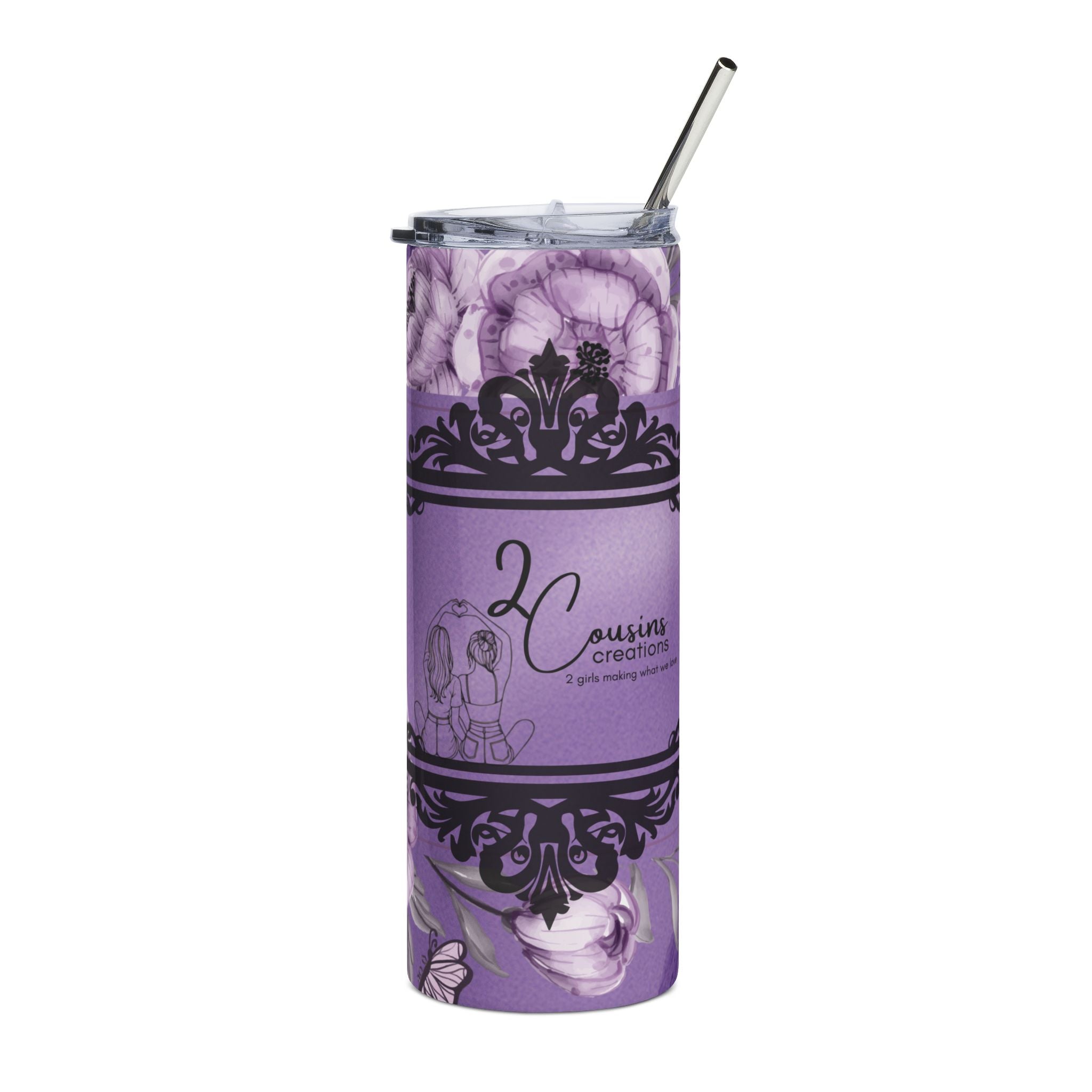 20oz Stainless Steel Tumbler — Purple Floral LogoTravel Cup