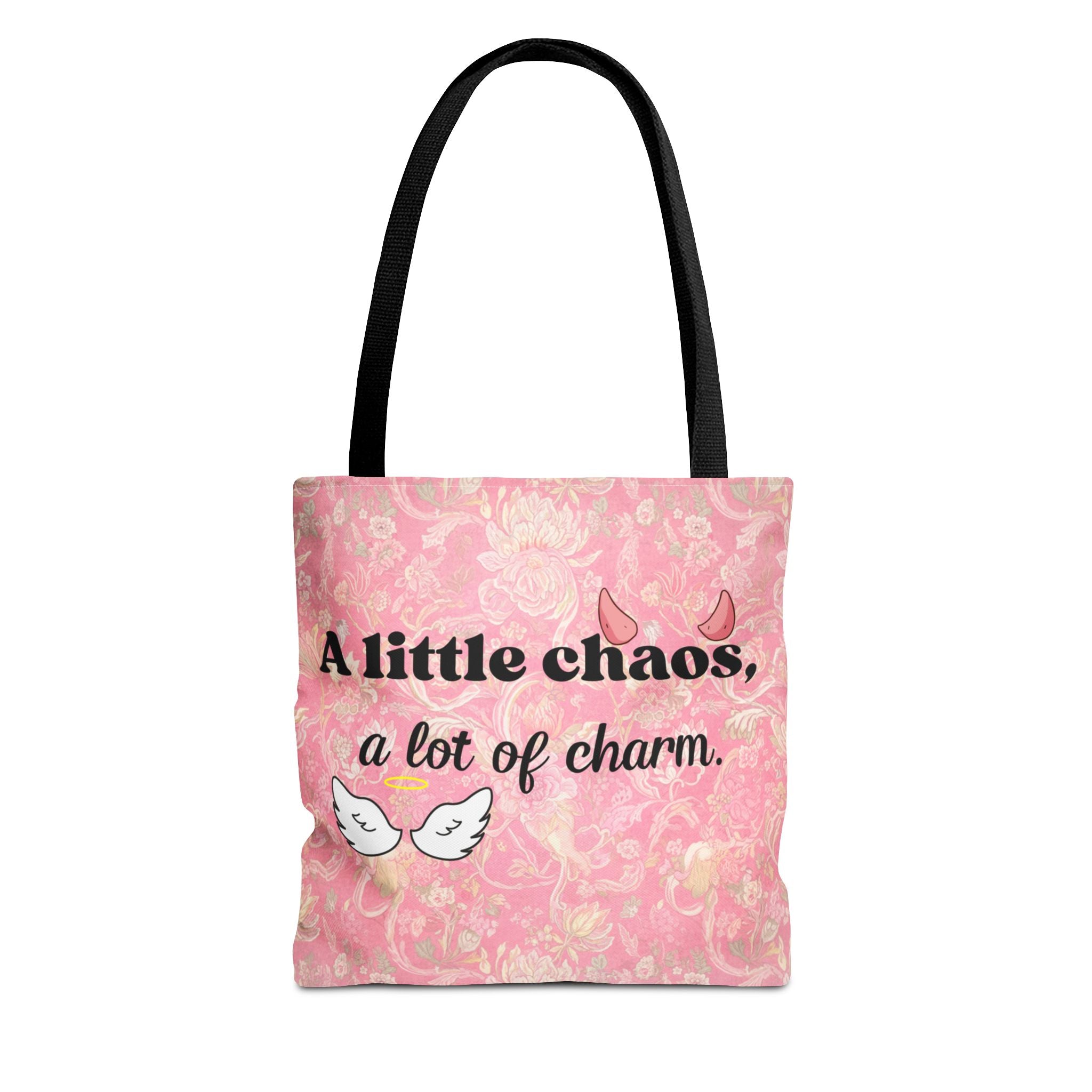 Charming Chaos Pink Tote Bag — "A Little Chaos, A Lot of Charm" All-Over-Print