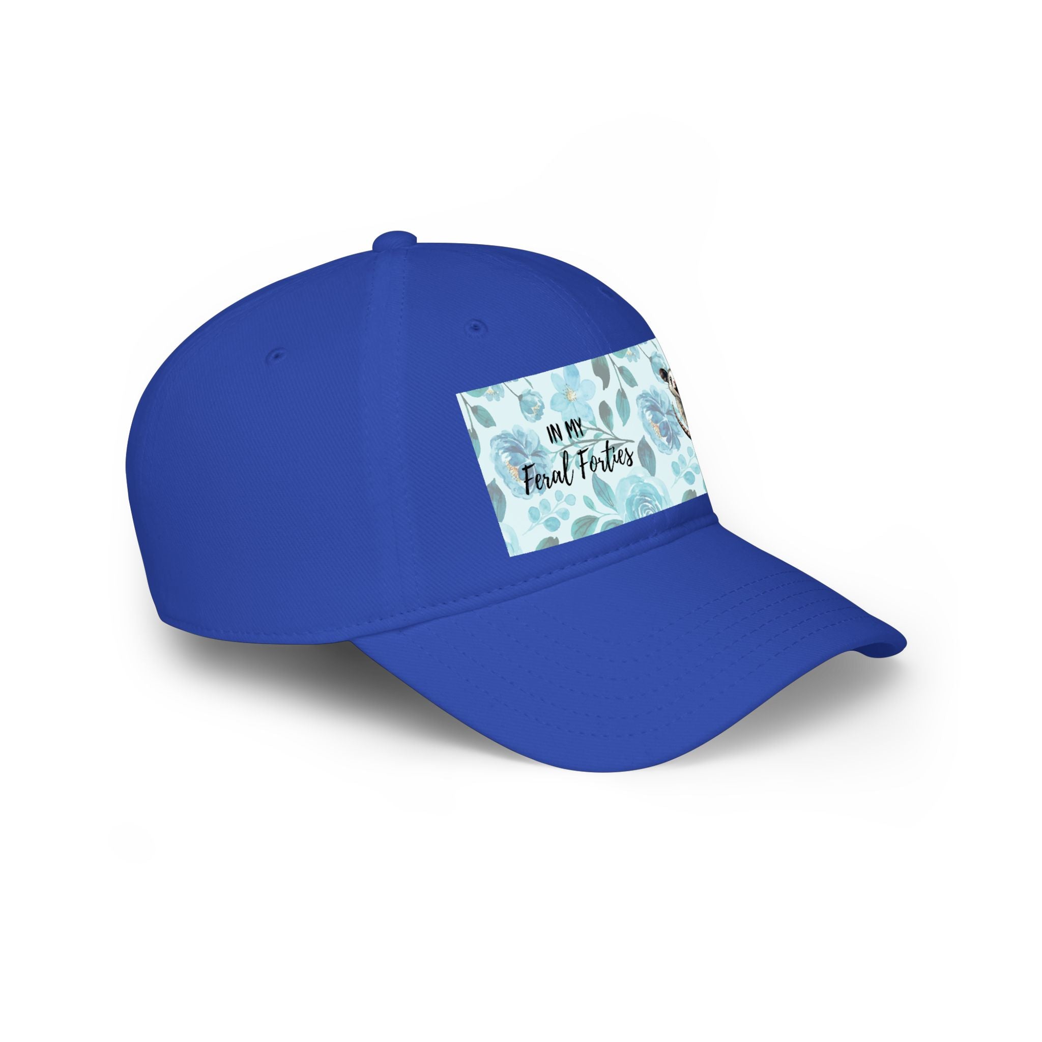 Baseball Cap - "In My Feral Forties" Floral Design with Raccoon & Possum Illustration