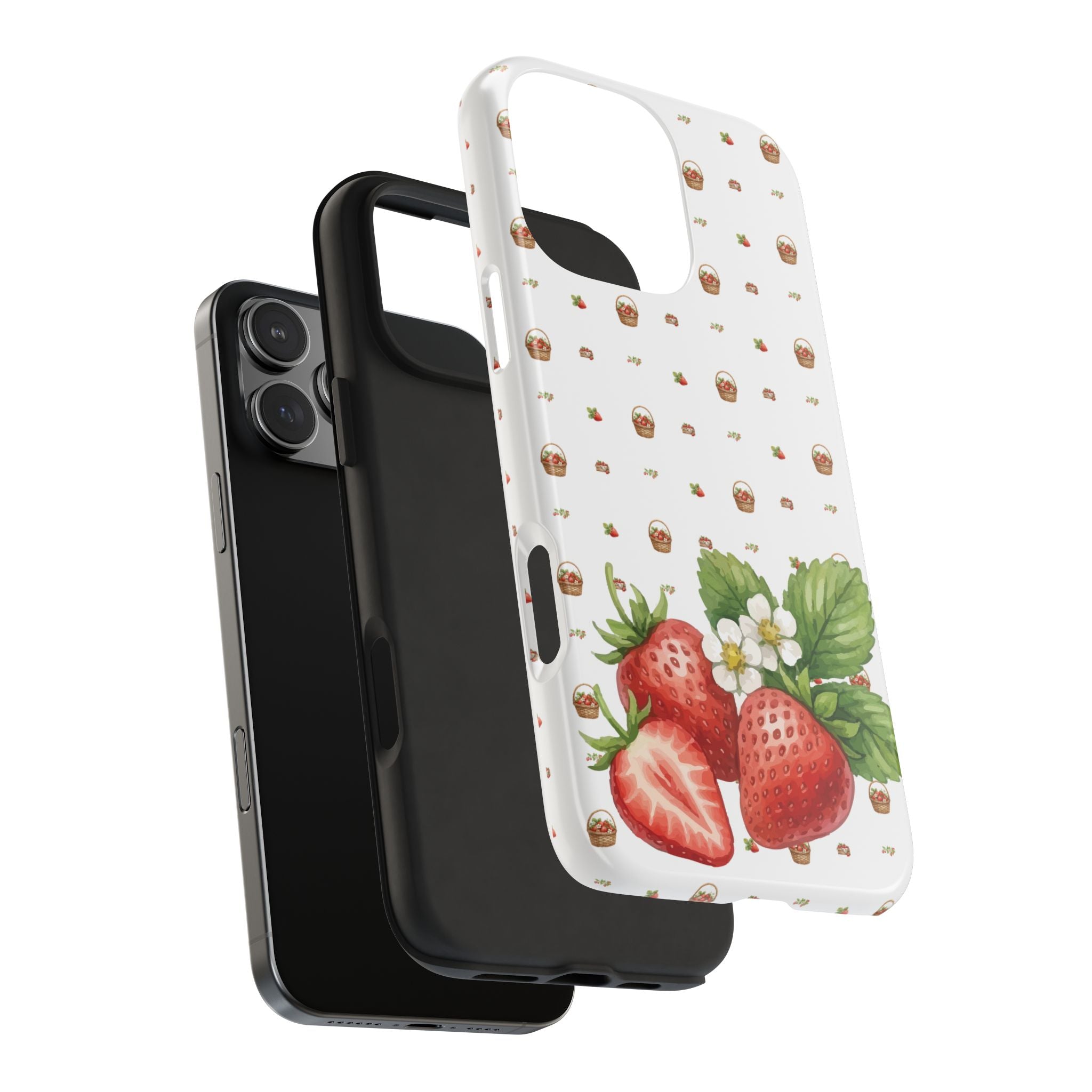 Strawberry Pattern Tough Phone Case — Vintage Botanical Fruit Design