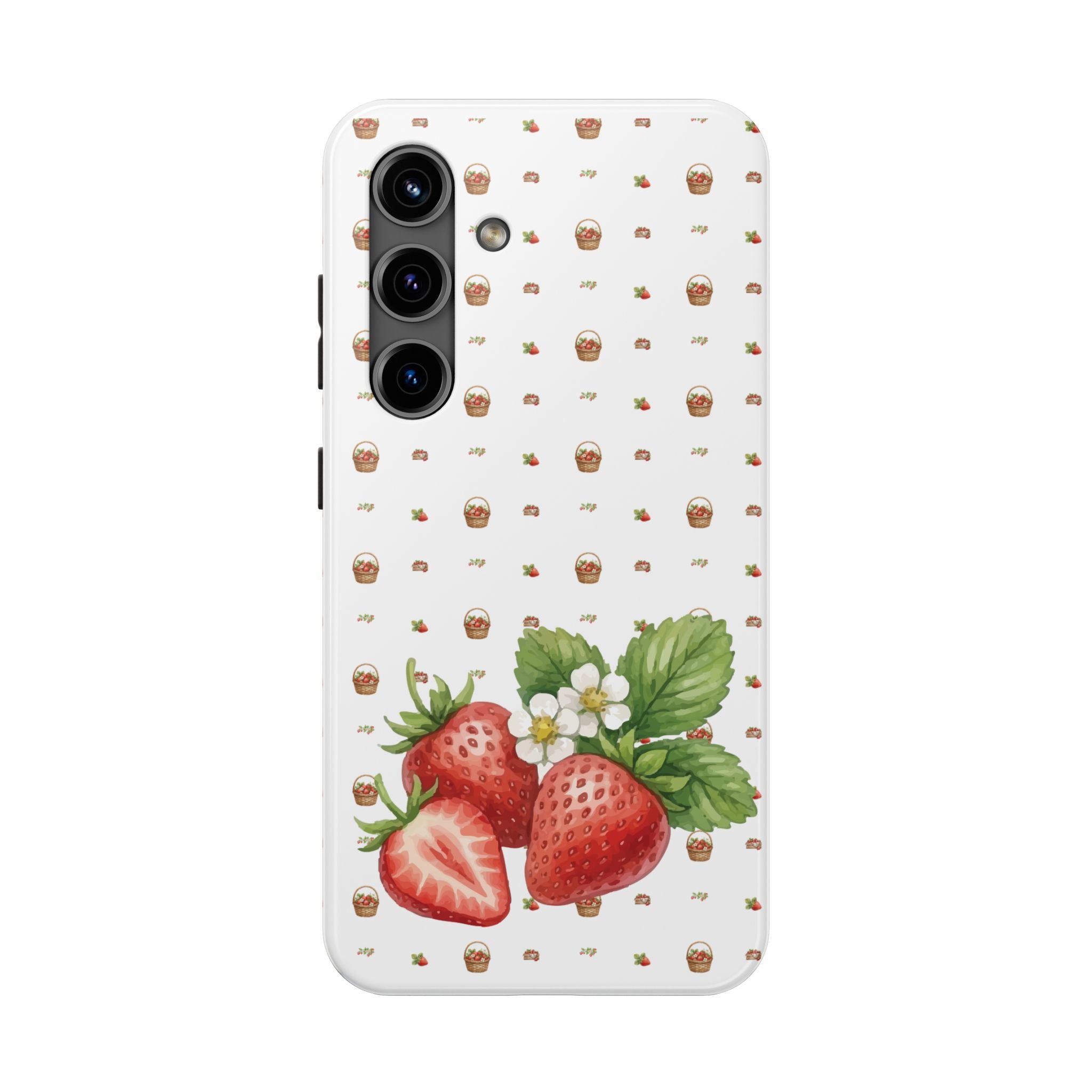 Strawberry Pattern Tough Phone Case — Vintage Botanical Fruit Design